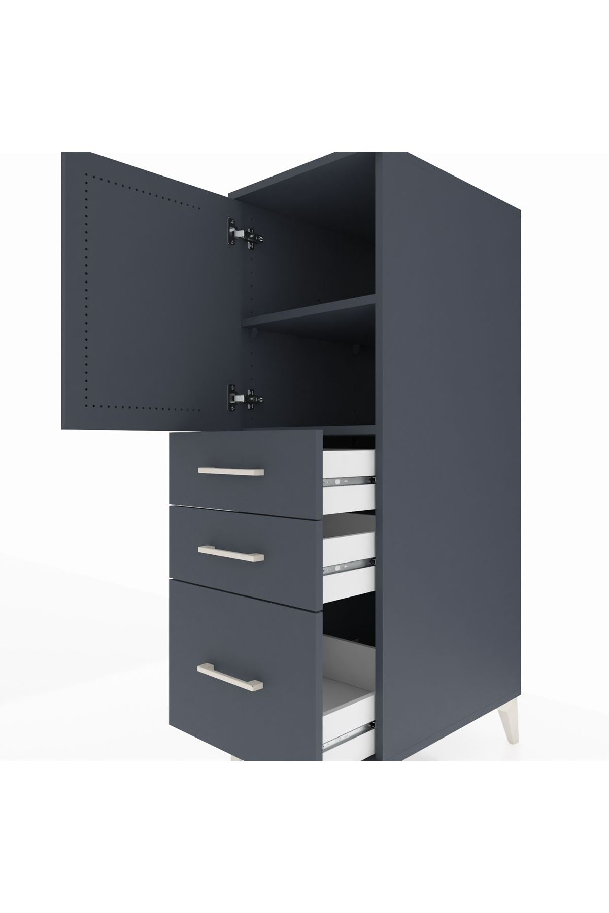 Kronos Dolap 2 Raflı 3 Çekmeceli Tek Kapaklı 44x59x134 - S82M005V5C