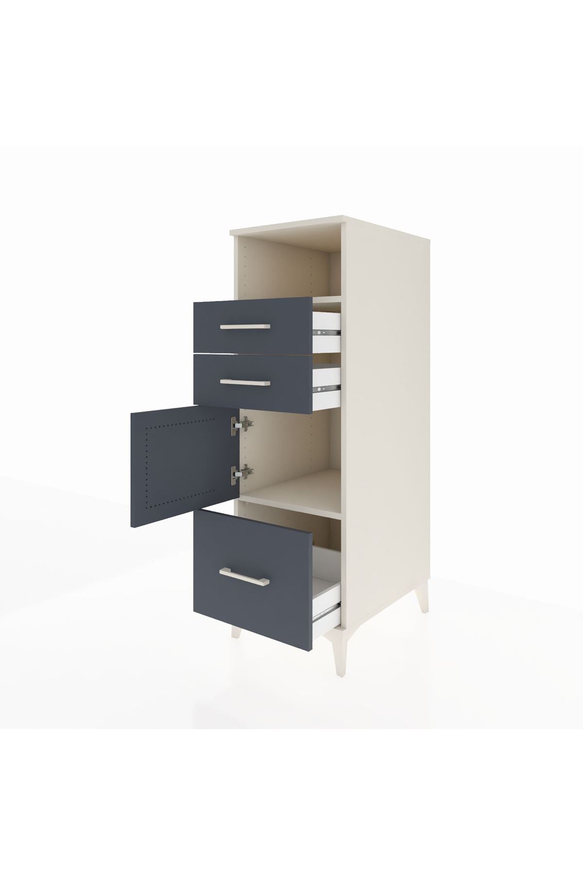 Kronos Dolap 2 Raflı 3 Çekmeceli Tek Kapaklı 44x59x134 - S82M006V2C