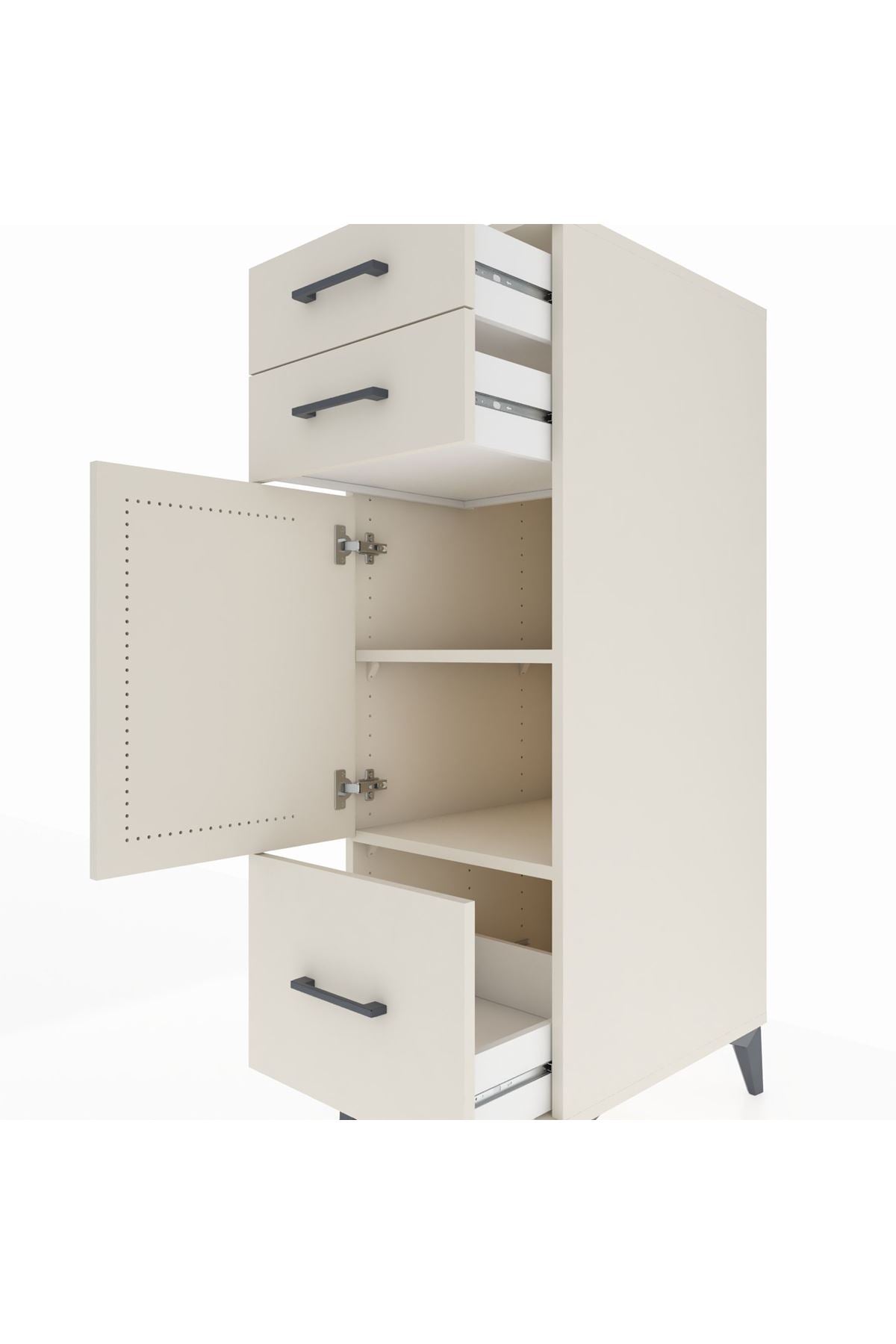 Kronos Dolap 2 Raflı 3 Çekmeceli Tek Kapaklı 44x59x134 - S82M007V1C