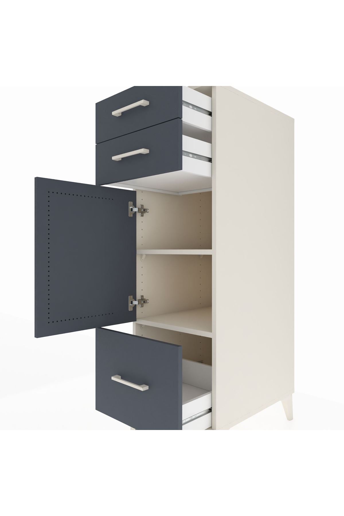 Kronos Dolap 2 Raflı 3 Çekmeceli Tek Kapaklı 44x59x134 - S82M007V2C