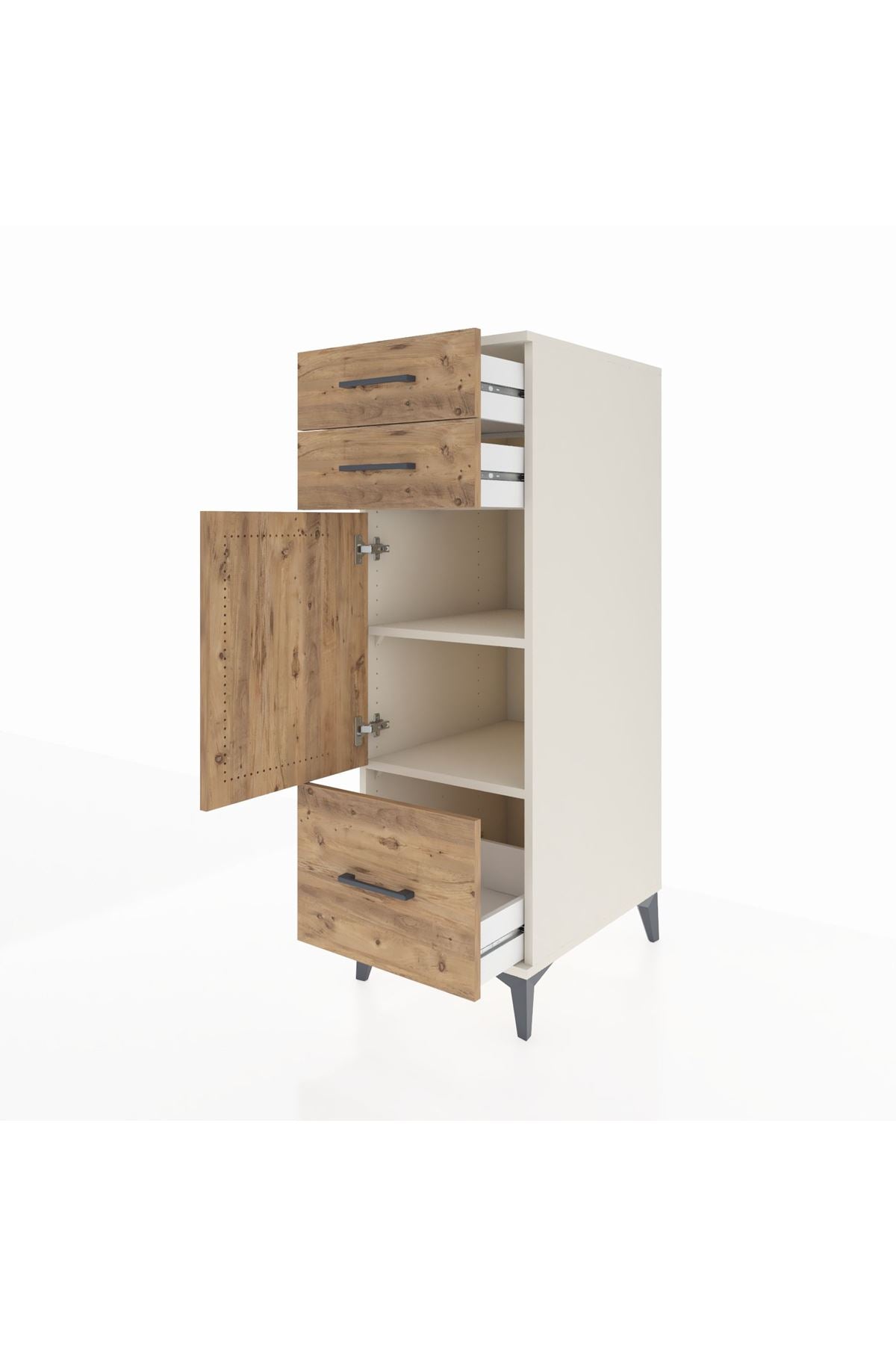Kronos Dolap 2 Raflı 3 Çekmeceli Tek Kapaklı 44x59x134 - S82M007V3C