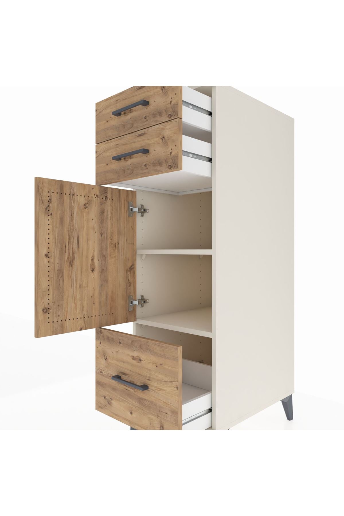 Kronos Dolap 2 Raflı 3 Çekmeceli Tek Kapaklı 44x59x134 - S82M007V3C