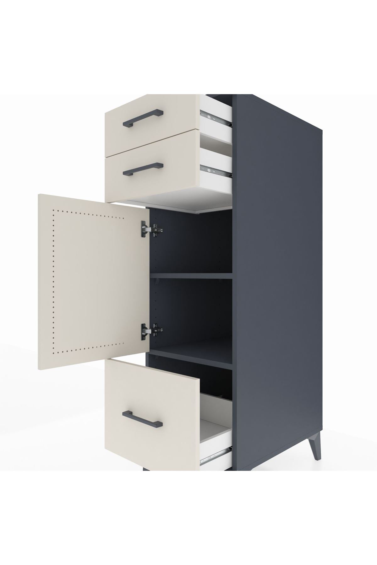 Kronos Dolap 2 Raflı 3 Çekmeceli Tek Kapaklı 44x59x134 - S82M007V4C