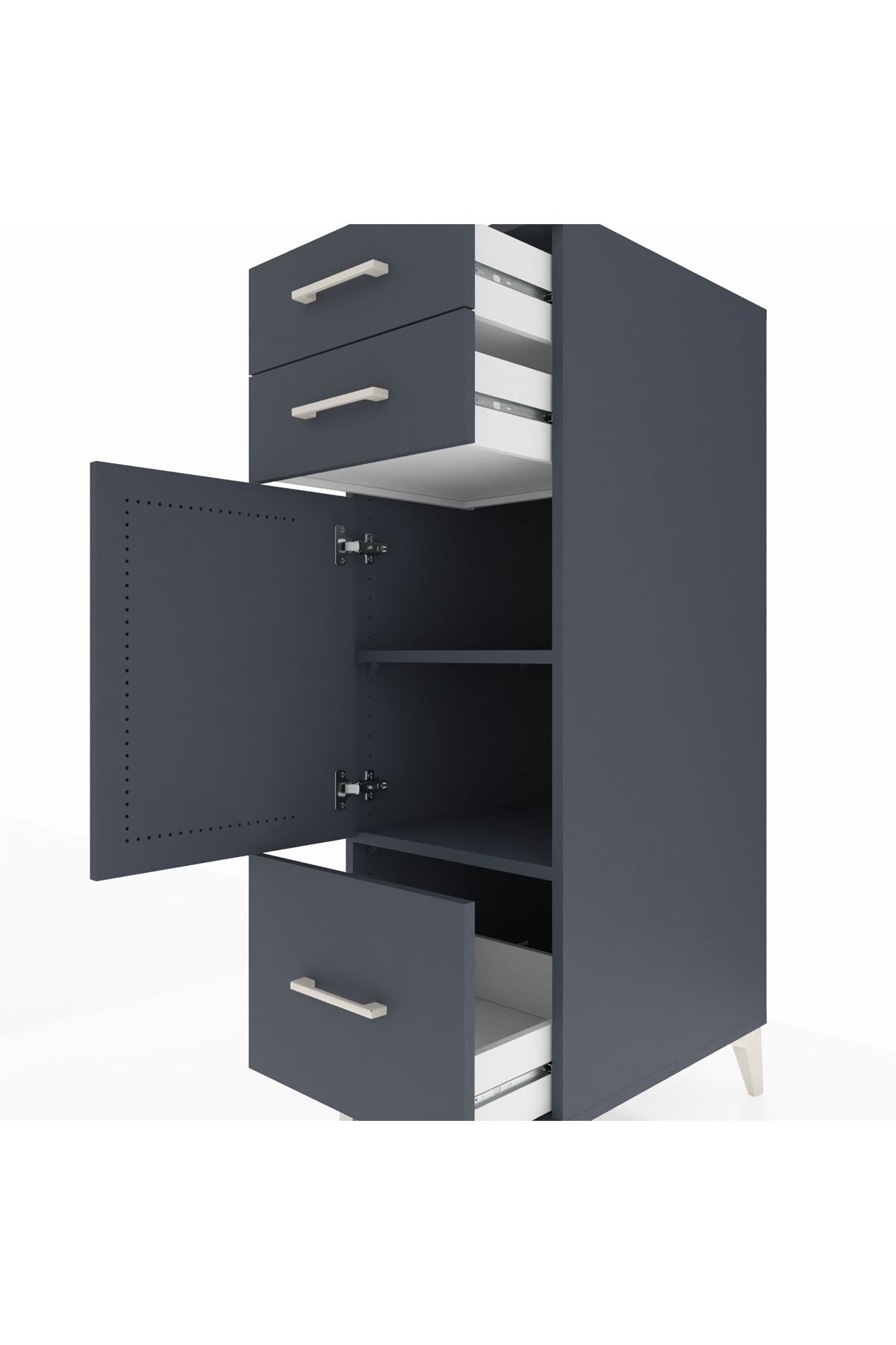 Kronos Dolap 2 Raflı 3 Çekmeceli Tek Kapaklı 44x59x134 - S82M007V5C