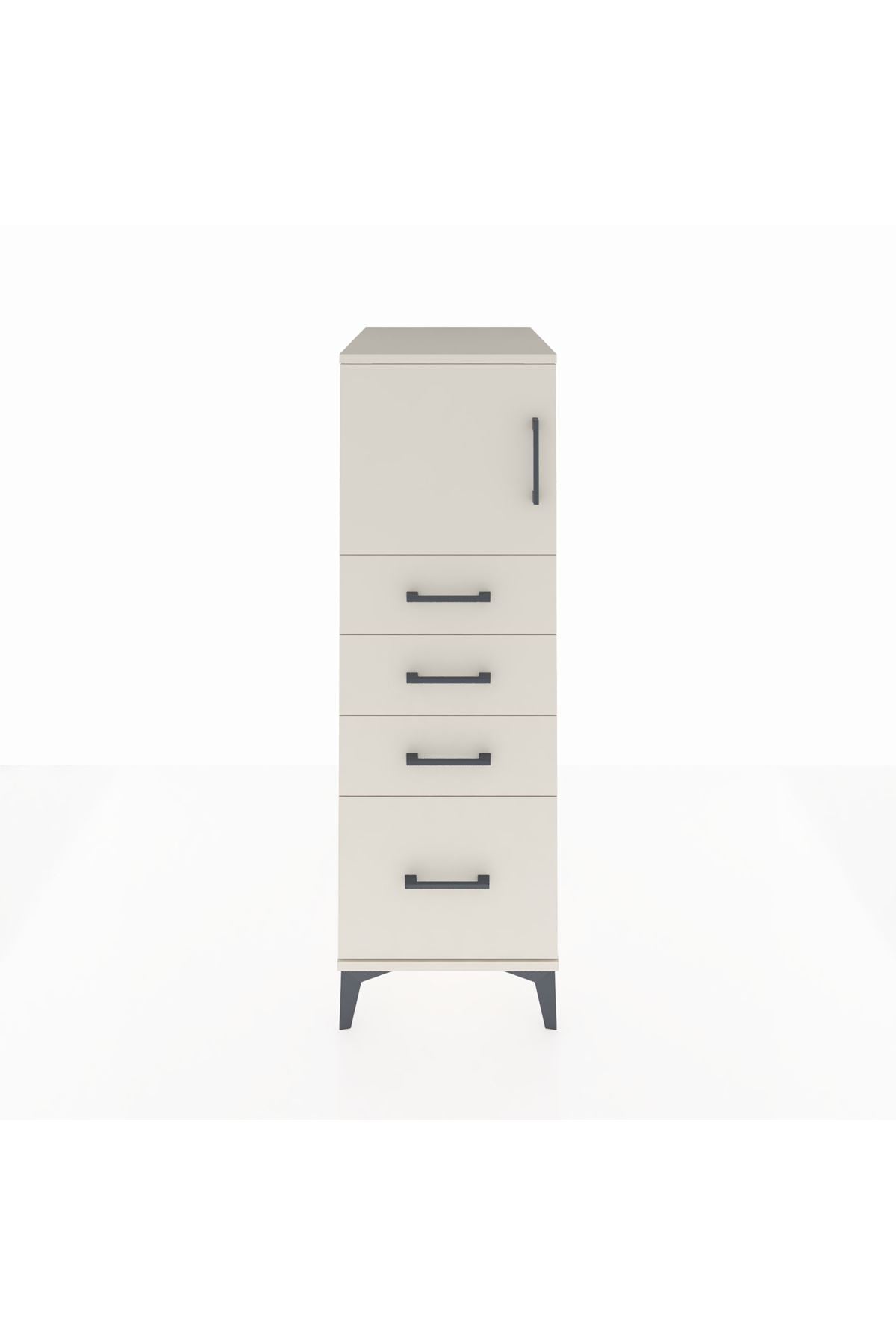Kronos Dolap Tek Raflı 4 Çekmeceli Tek Kapaklı 44x59x134 - S82M008V1C
