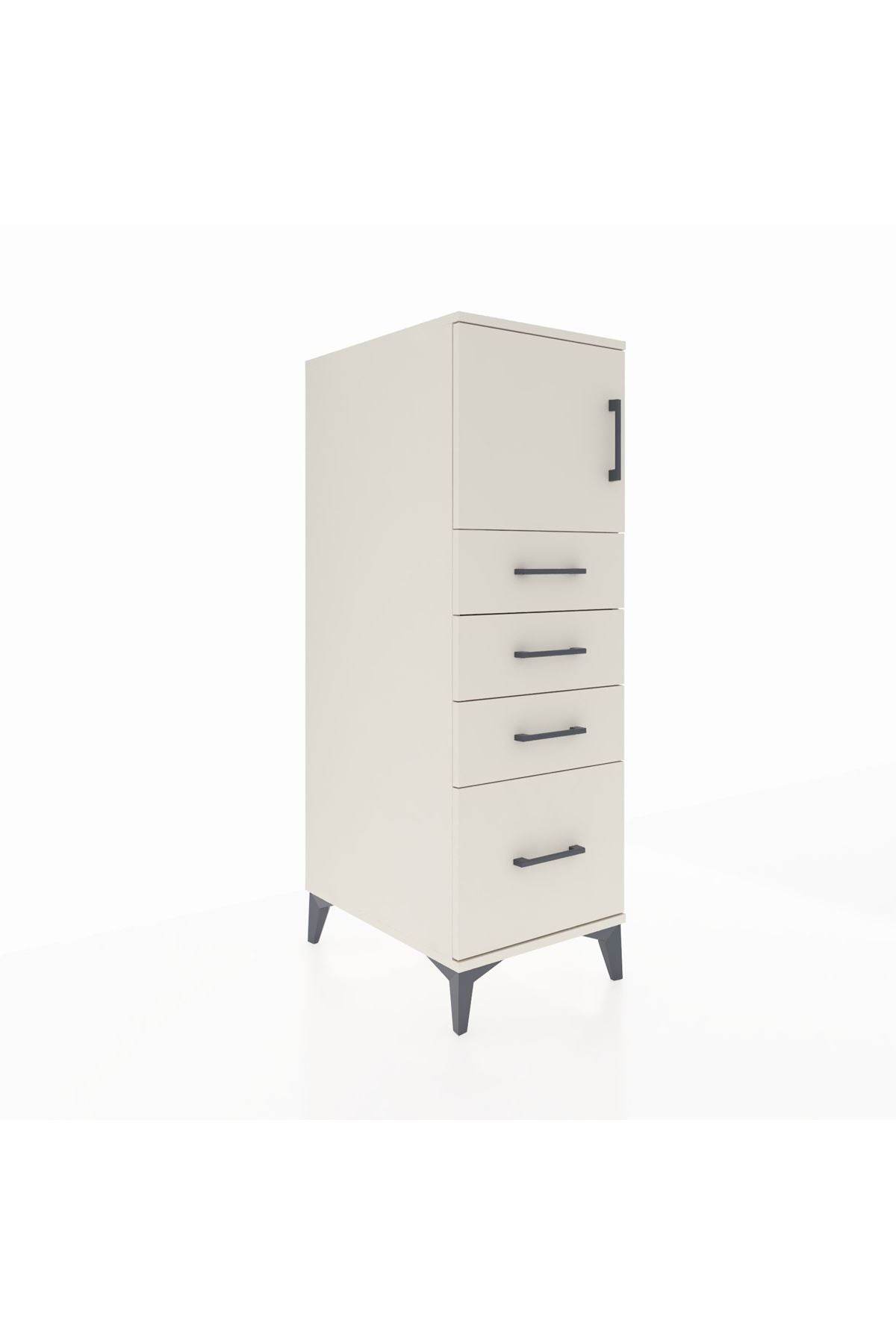 Kronos Dolap Tek Raflı 4 Çekmeceli Tek Kapaklı 44x59x134 - S82M008V1C