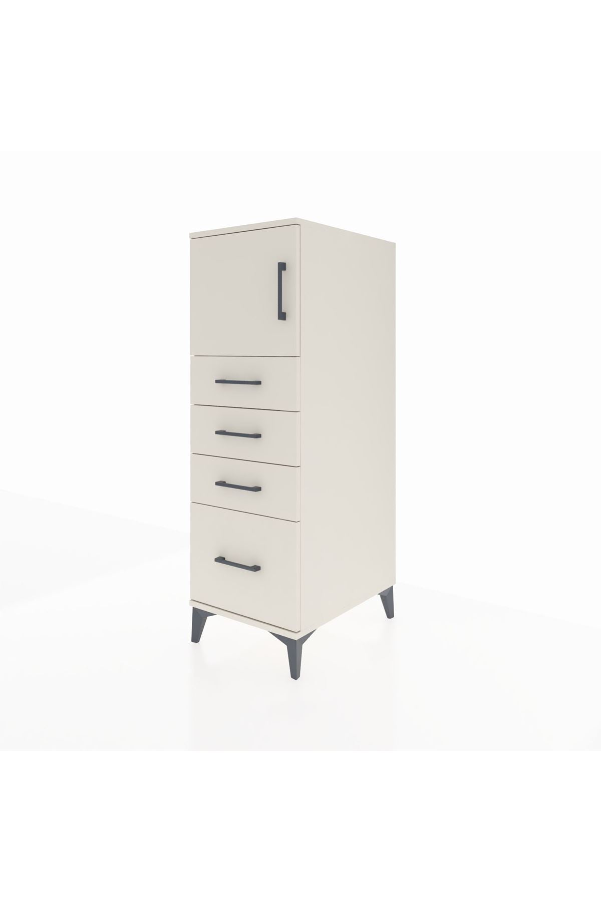 Kronos Dolap Tek Raflı 4 Çekmeceli Tek Kapaklı 44x59x134 - S82M008V1C