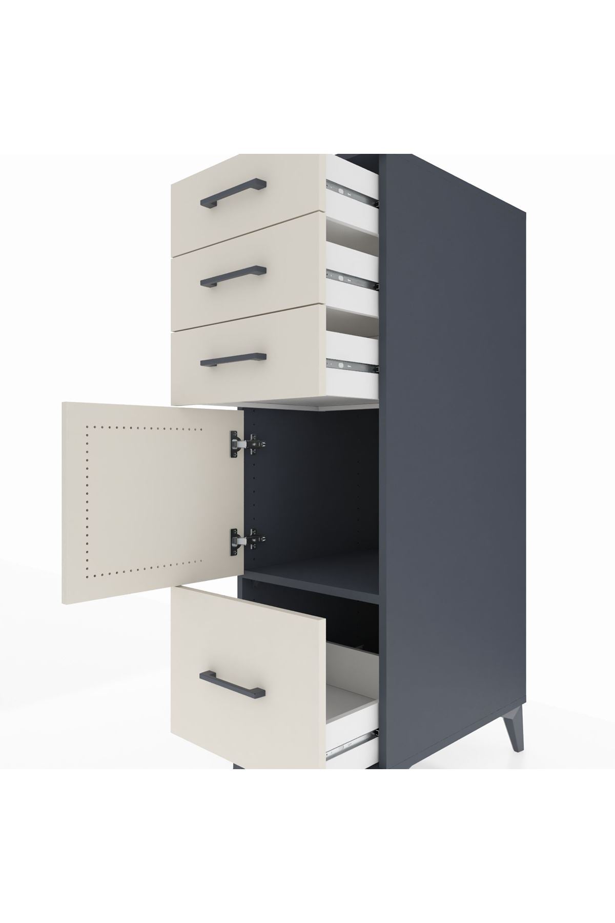 Kronos Dolap Tek Raflı 3 Çekmeceli Tek Kapaklı 44x59x134 - S82M009V4C