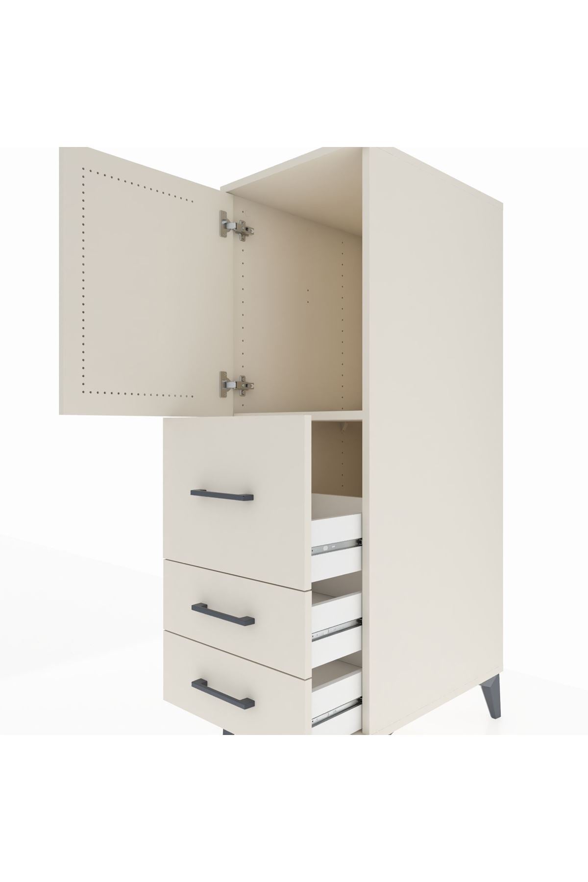 Kronos Dolap Tek Raflı 3 Çekmeceli Tek Kapaklı 44x59x134 - S82M013V1C