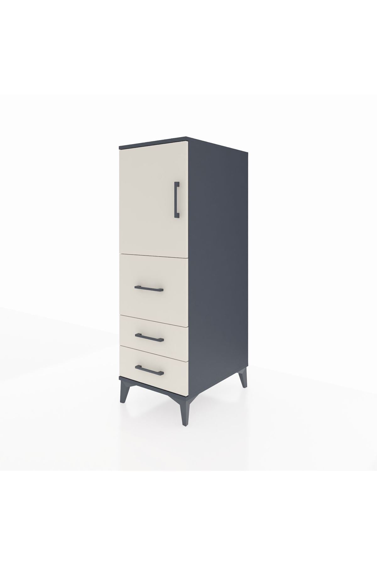 Kronos Dolap Tek Raflı 3 Çekmeceli Tek Kapaklı 44x59x134 - S82M013V4C