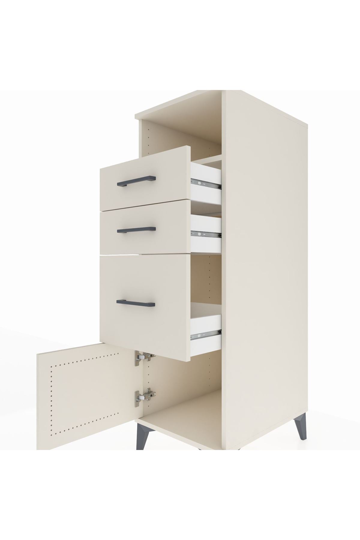 Kronos Dolap Tek Raflı 3 Çekmeceli Tek Kapaklı 44x59x134 - S82M014V1C
