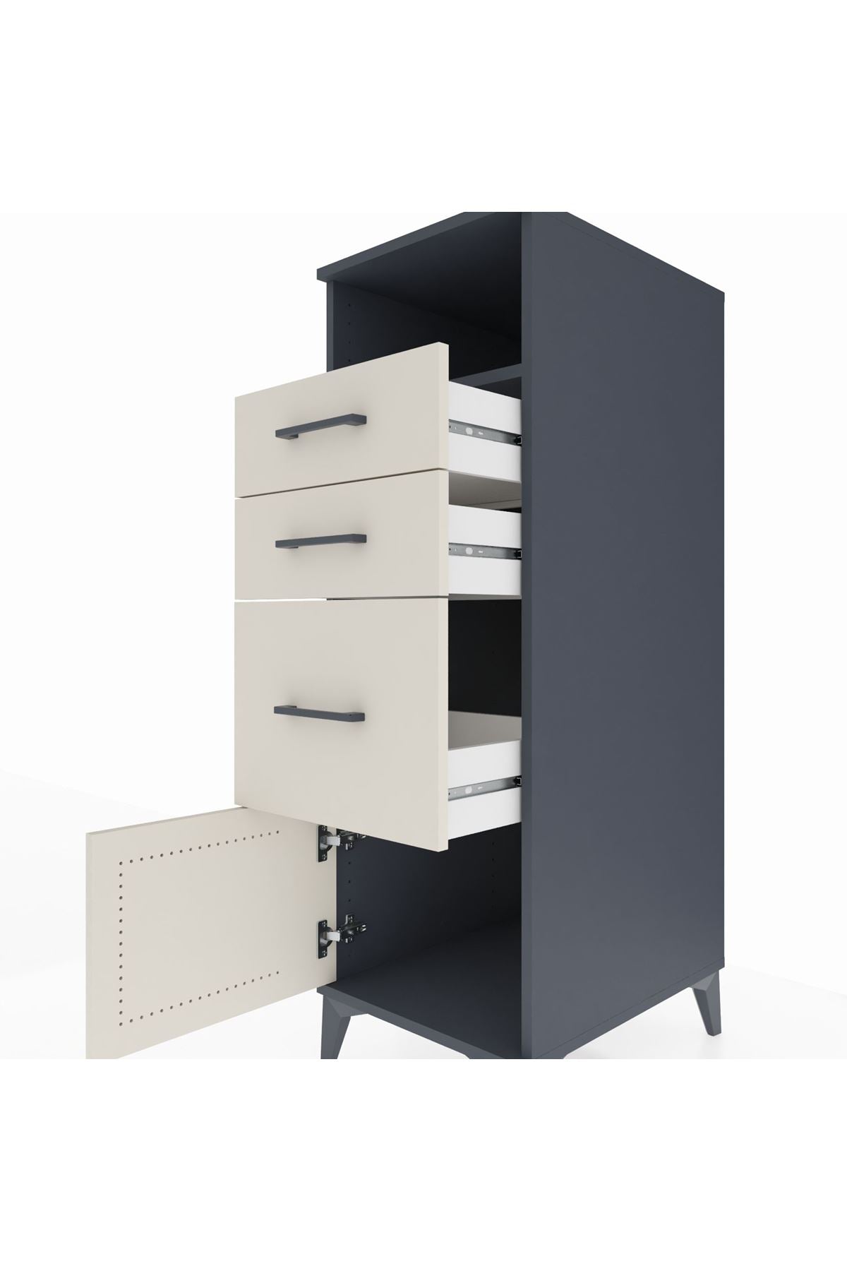 Kronos Dolap Tek Raflı 3 Çekmeceli Tek Kapaklı 44x59x134 - S82M014V4C