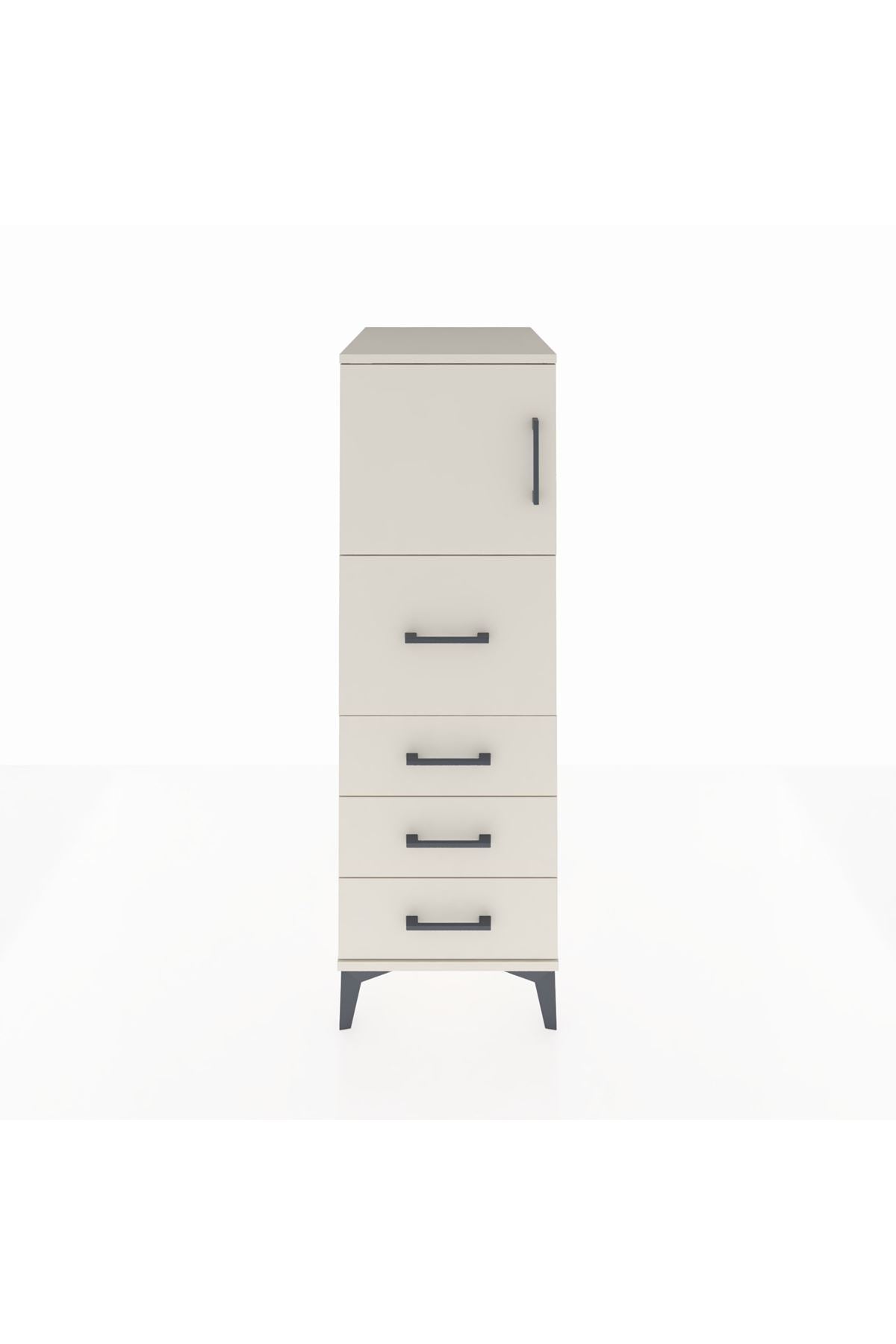 Kronos Dolap Tek Raflı 4 Çekmeceli Tek Kapaklı 44x59x134 - S82M015V1C