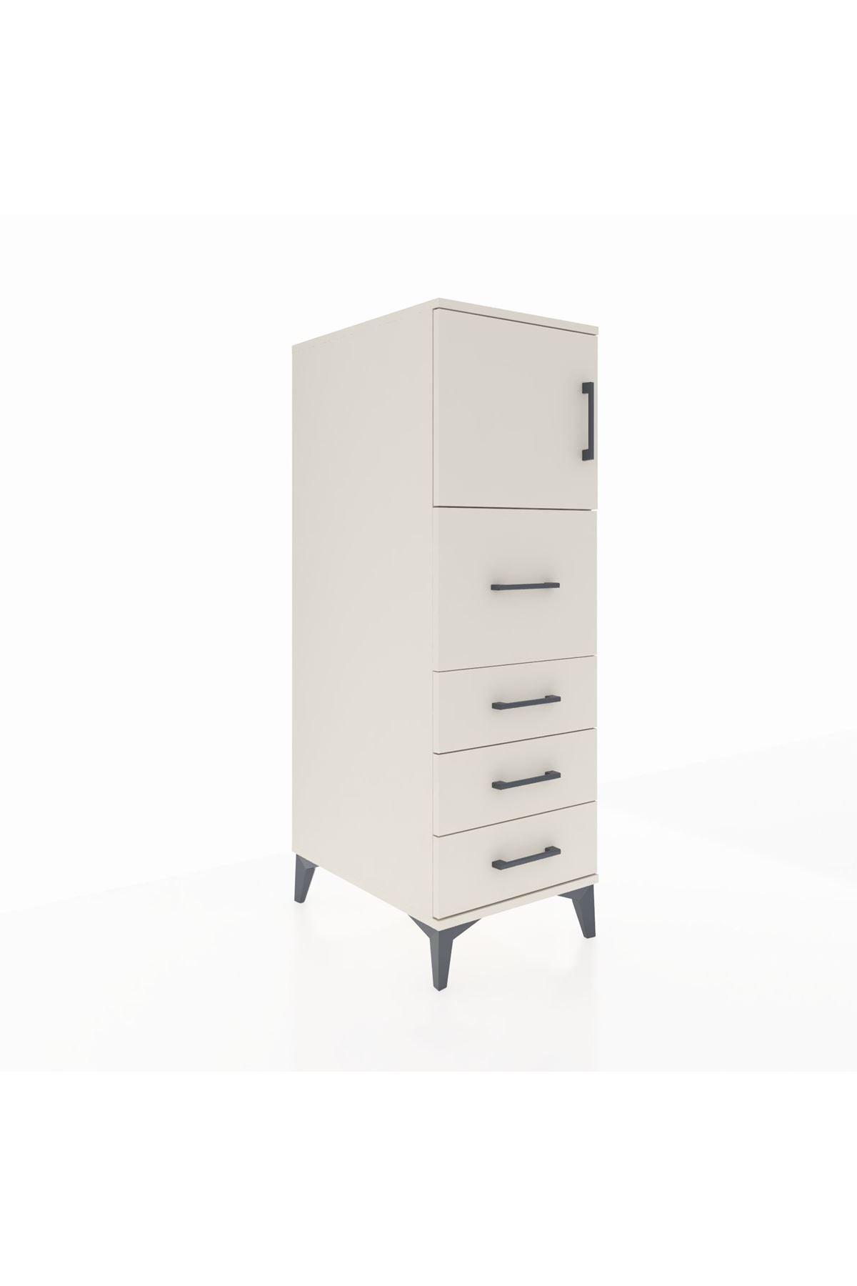 Kronos Dolap Tek Raflı 4 Çekmeceli Tek Kapaklı 44x59x134 - S82M015V1C