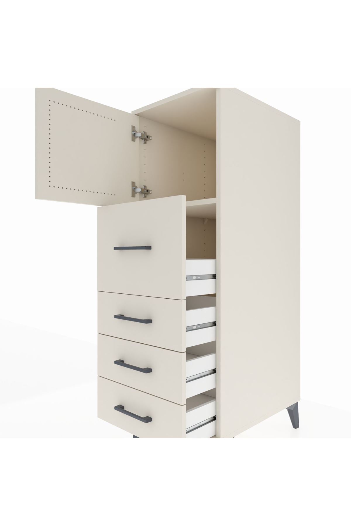 Kronos Dolap Tek Raflı 4 Çekmeceli Tek Kapaklı 44x59x134 - S82M015V1C