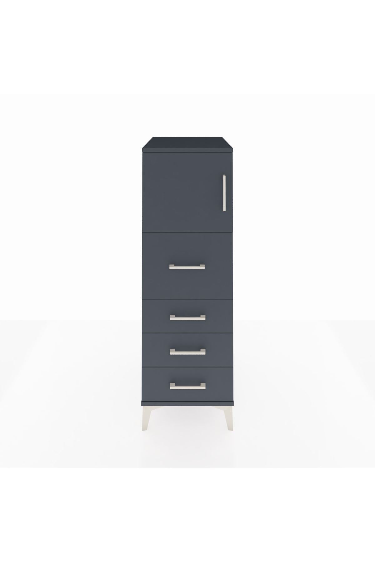 Kronos Dolap Tek Raflı 4 Çekmeceli Tek Kapaklı 44x59x134 - S82M015V5C