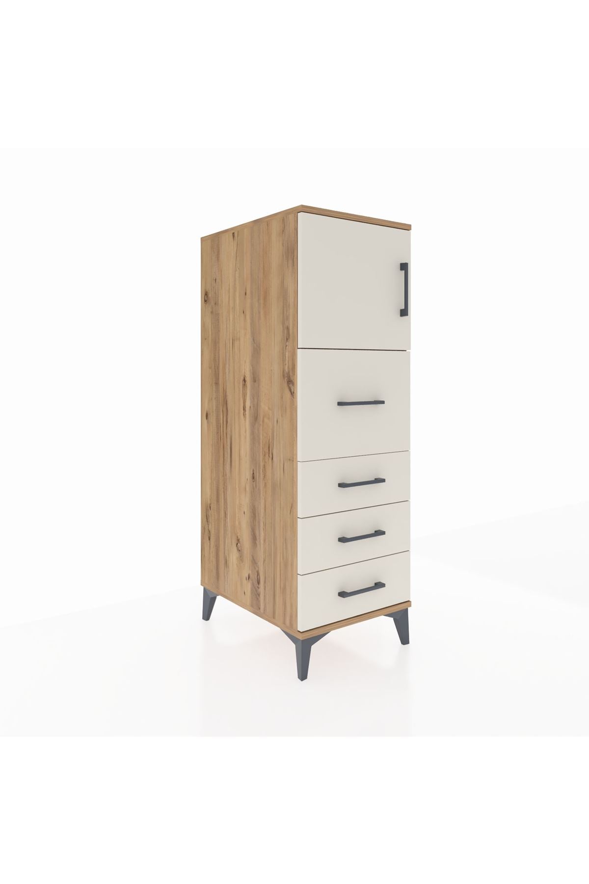Kronos Dolap Tek Raflı 4 Çekmeceli Tek Kapaklı 44x59x134 - S82M015V7C