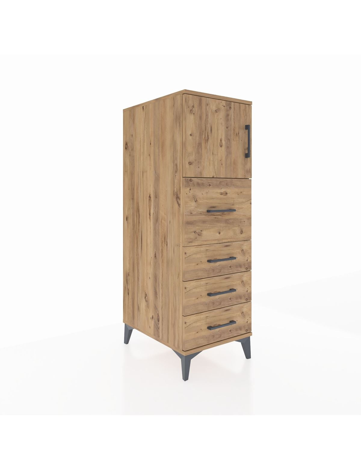 Kronos Dolap Tek Raflı 4 Çekmeceli Tek Kapaklı 44x59x134 - S82M015V9C