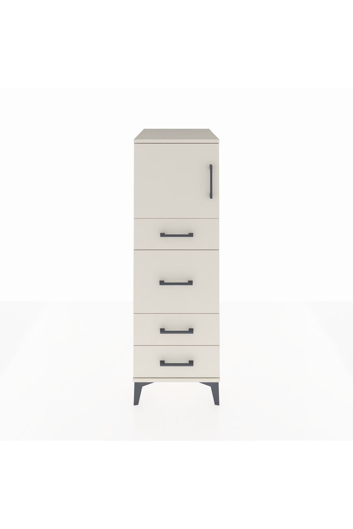 Kronos Dolap Tek Raflı 4 Çekmeceli Tek Kapaklı 44x59x134 - S82M016V1C