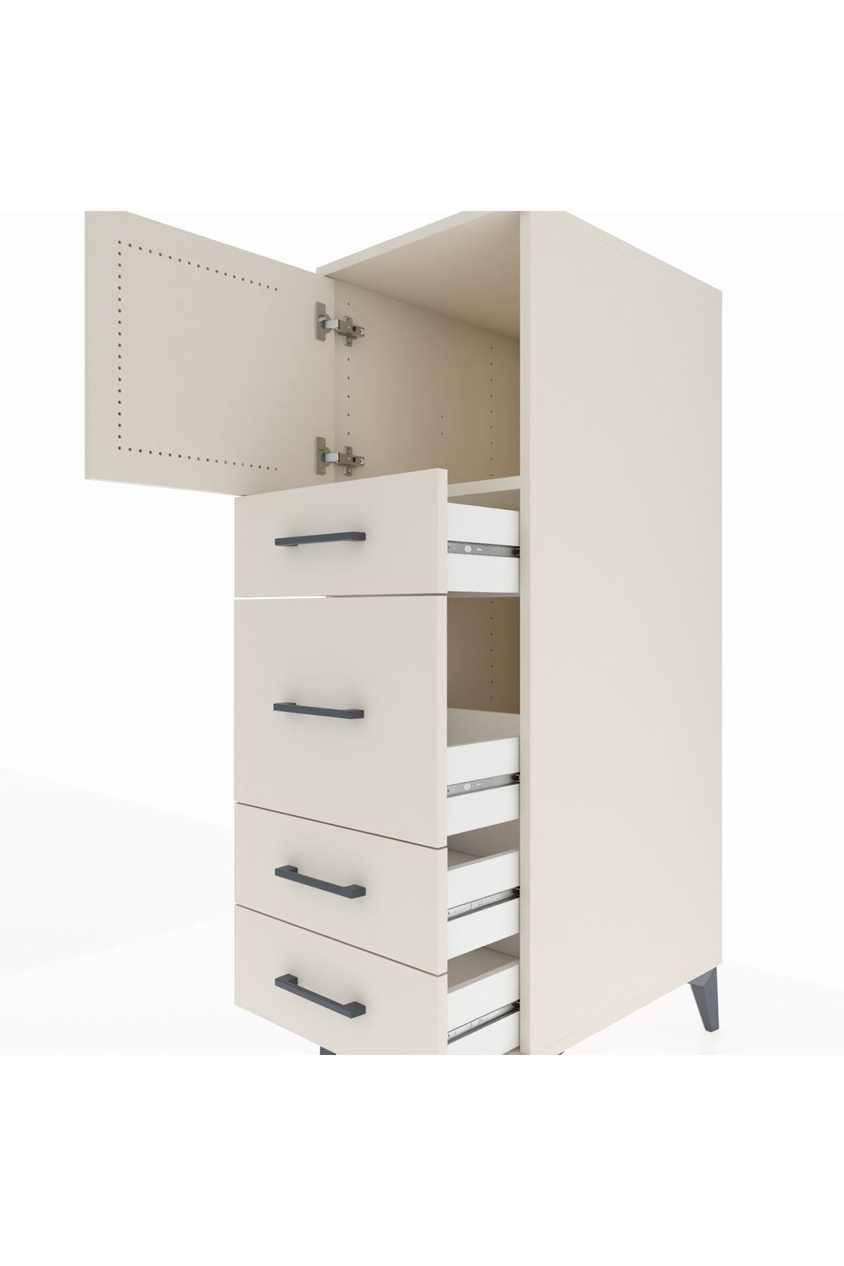 Kronos Dolap Tek Raflı 4 Çekmeceli Tek Kapaklı 44x59x134 - S82M016V1C