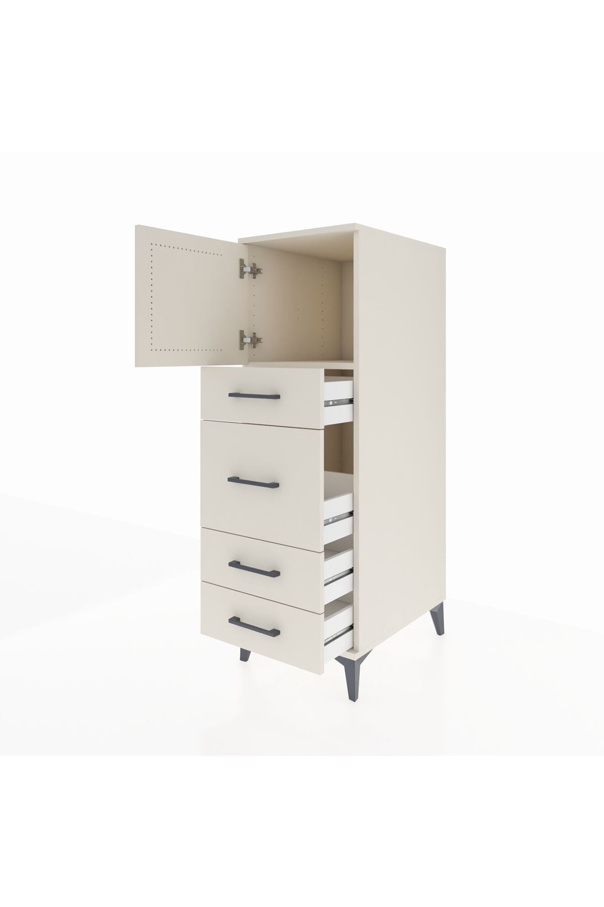 Kronos Dolap Tek Raflı 4 Çekmeceli Tek Kapaklı 44x59x134 - S82M016V1C