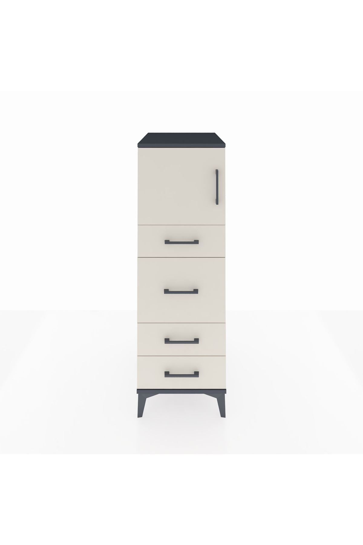 Kronos Dolap Tek Raflı 4 Çekmeceli Tek Kapaklı 44x59x134 - S82M016V4C