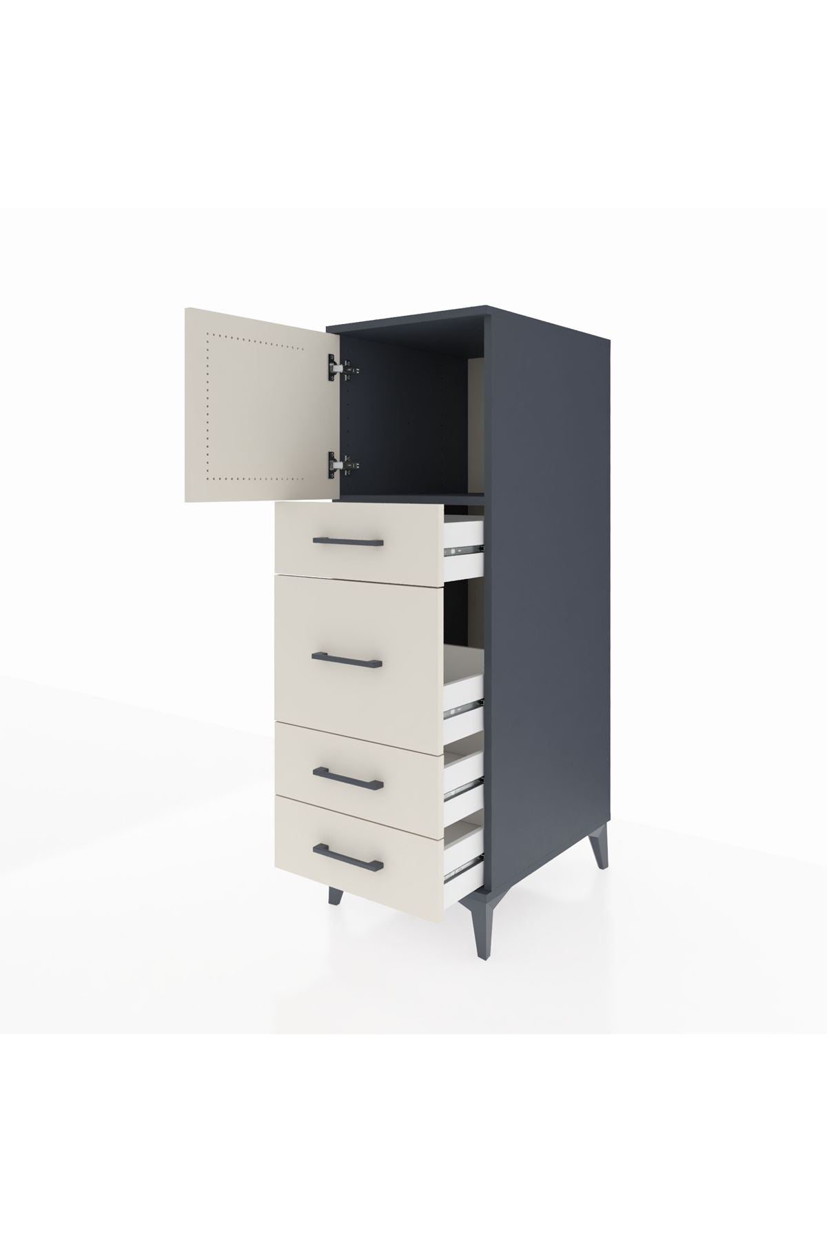Kronos Dolap Tek Raflı 4 Çekmeceli Tek Kapaklı 44x59x134 - S82M016V4C
