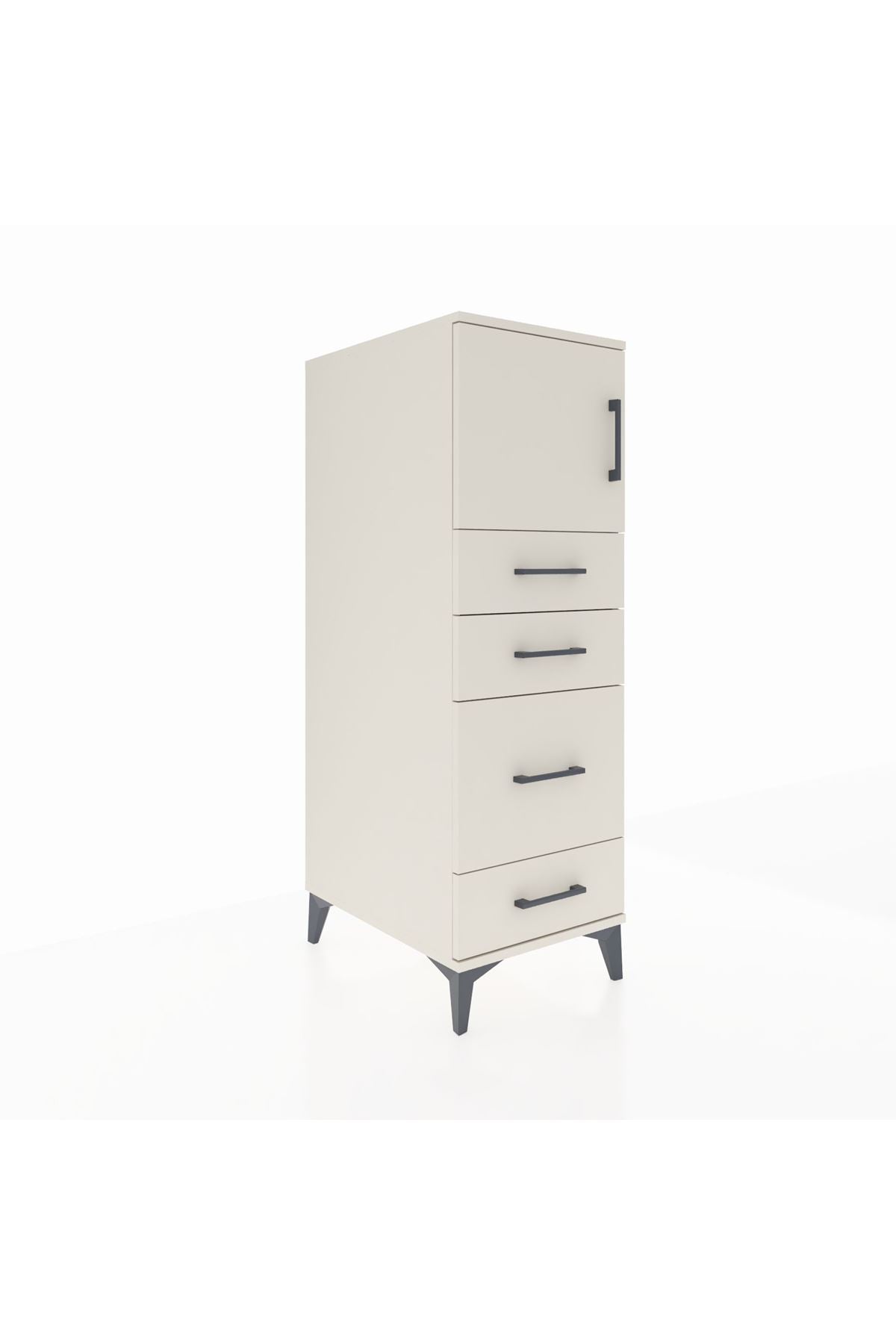 Kronos Dolap Tek Raflı 4 Çekmeceli Tek Kapaklı 44x59x134 - S82M017V1C