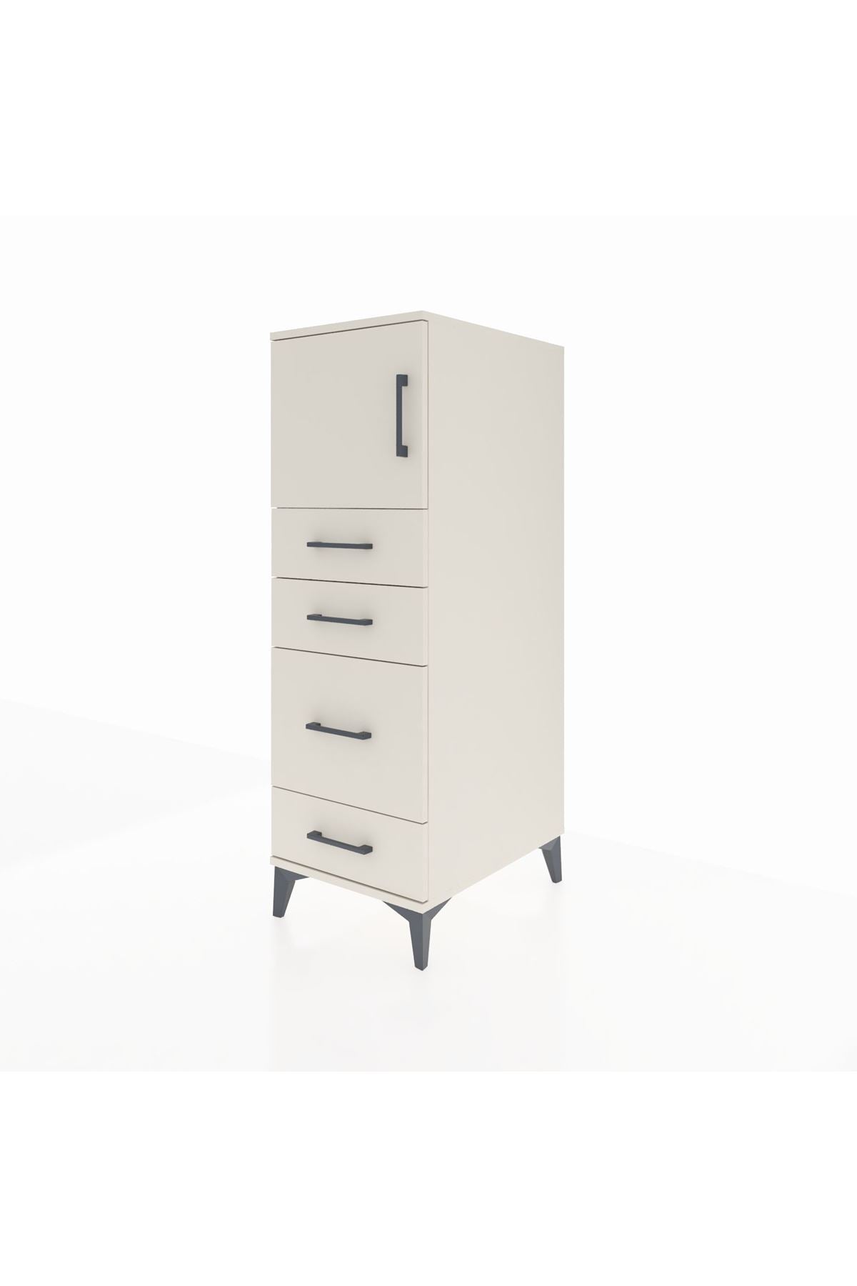 Kronos Dolap Tek Raflı 4 Çekmeceli Tek Kapaklı 44x59x134 - S82M017V1C