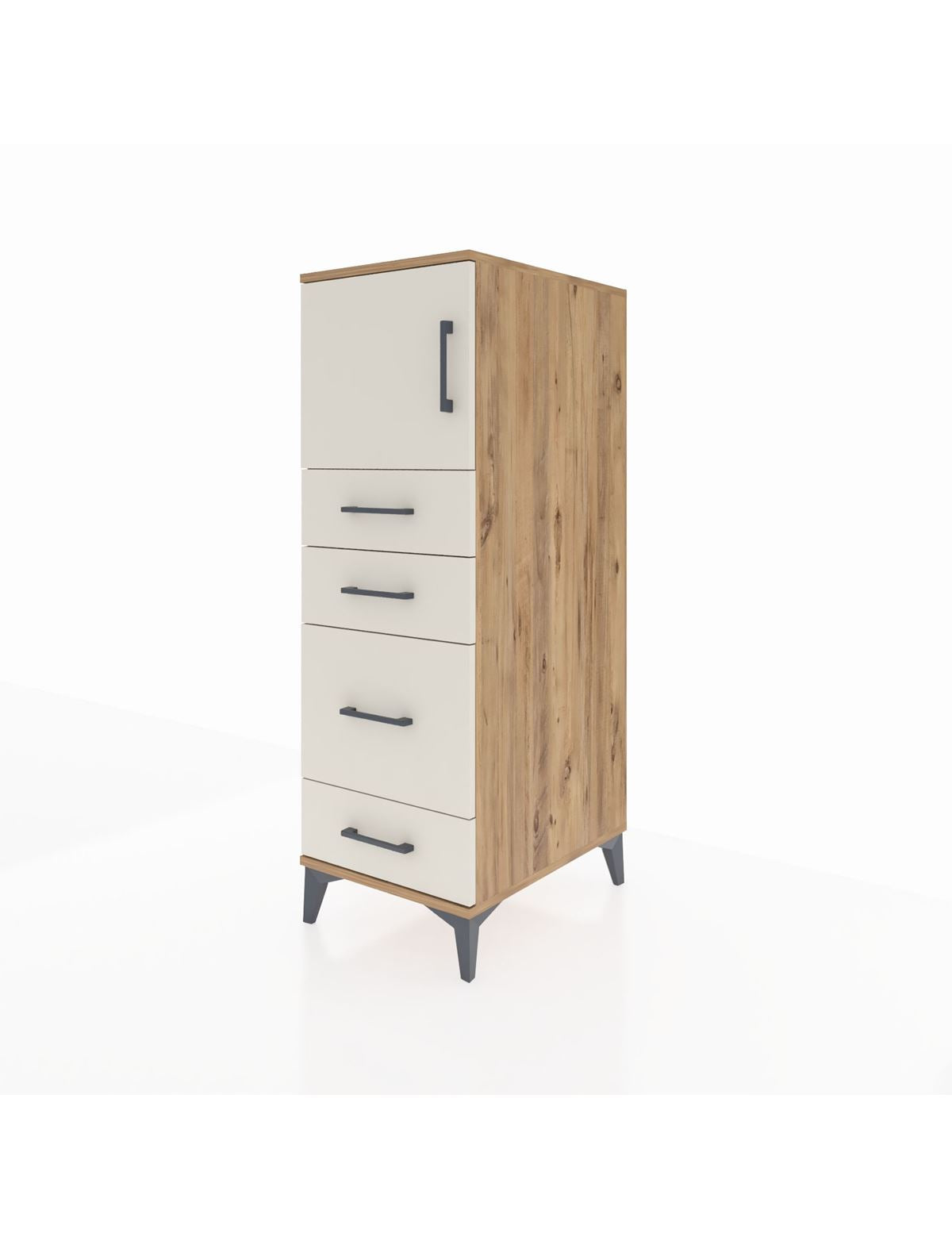 Kronos Dolap Tek Raflı 4 Çekmeceli Tek Kapaklı 44x59x134 - S82M017V7C