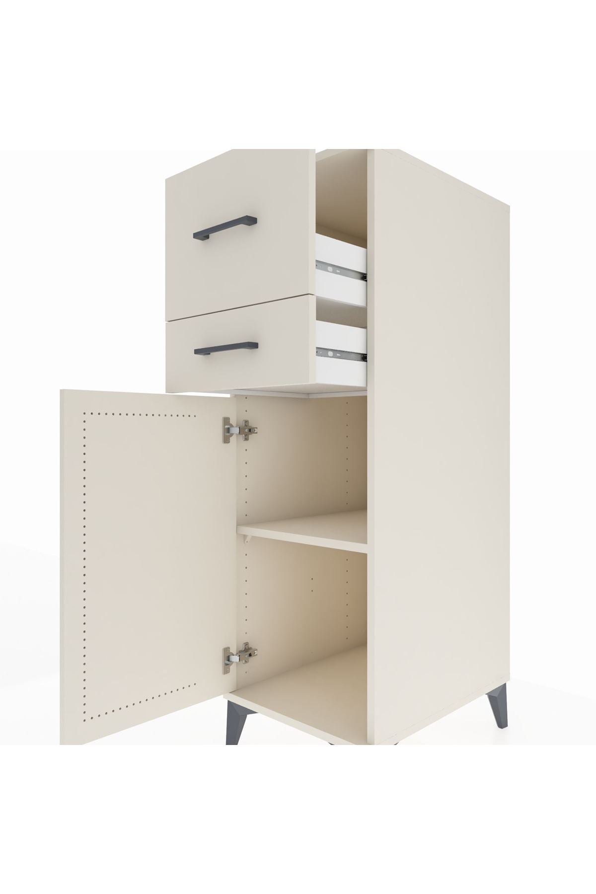 Kronos Dolap Tek Raflı 2 Çekmeceli Tek Kapaklı 44x59x134 - S82M022V1C