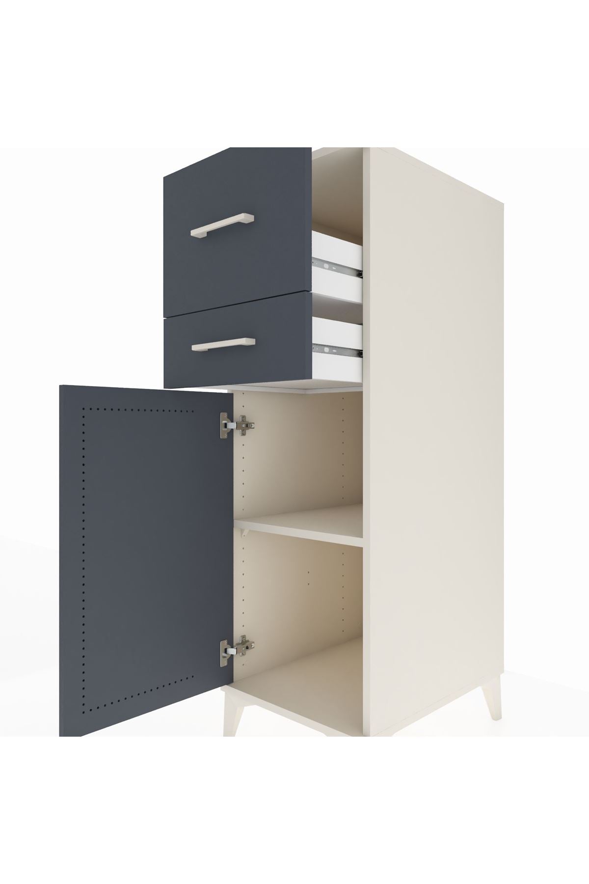 Kronos Dolap Tek Raflı 2 Çekmeceli Tek Kapaklı 44x59x134 - S82M022V2C