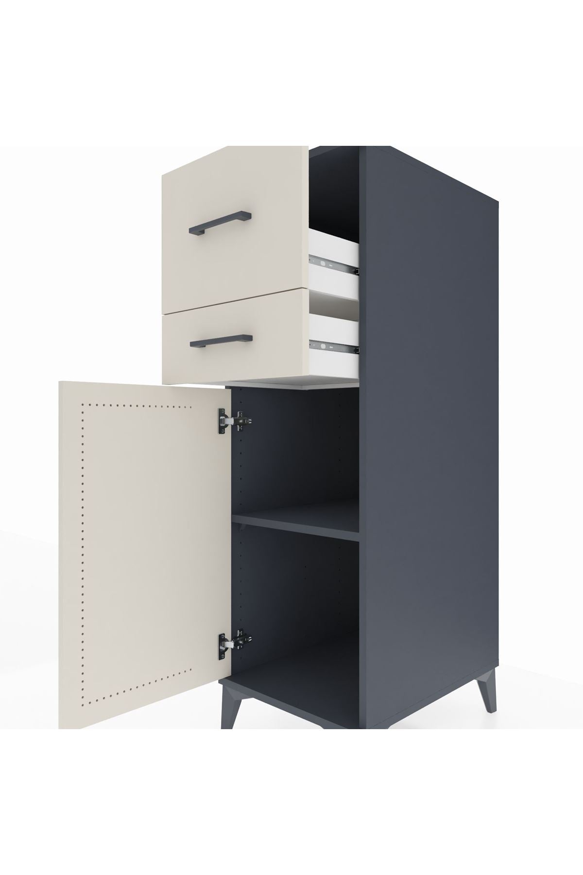 Kronos Dolap Tek Raflı 2 Çekmeceli Tek Kapaklı 44x59x134 - S82M022V4C