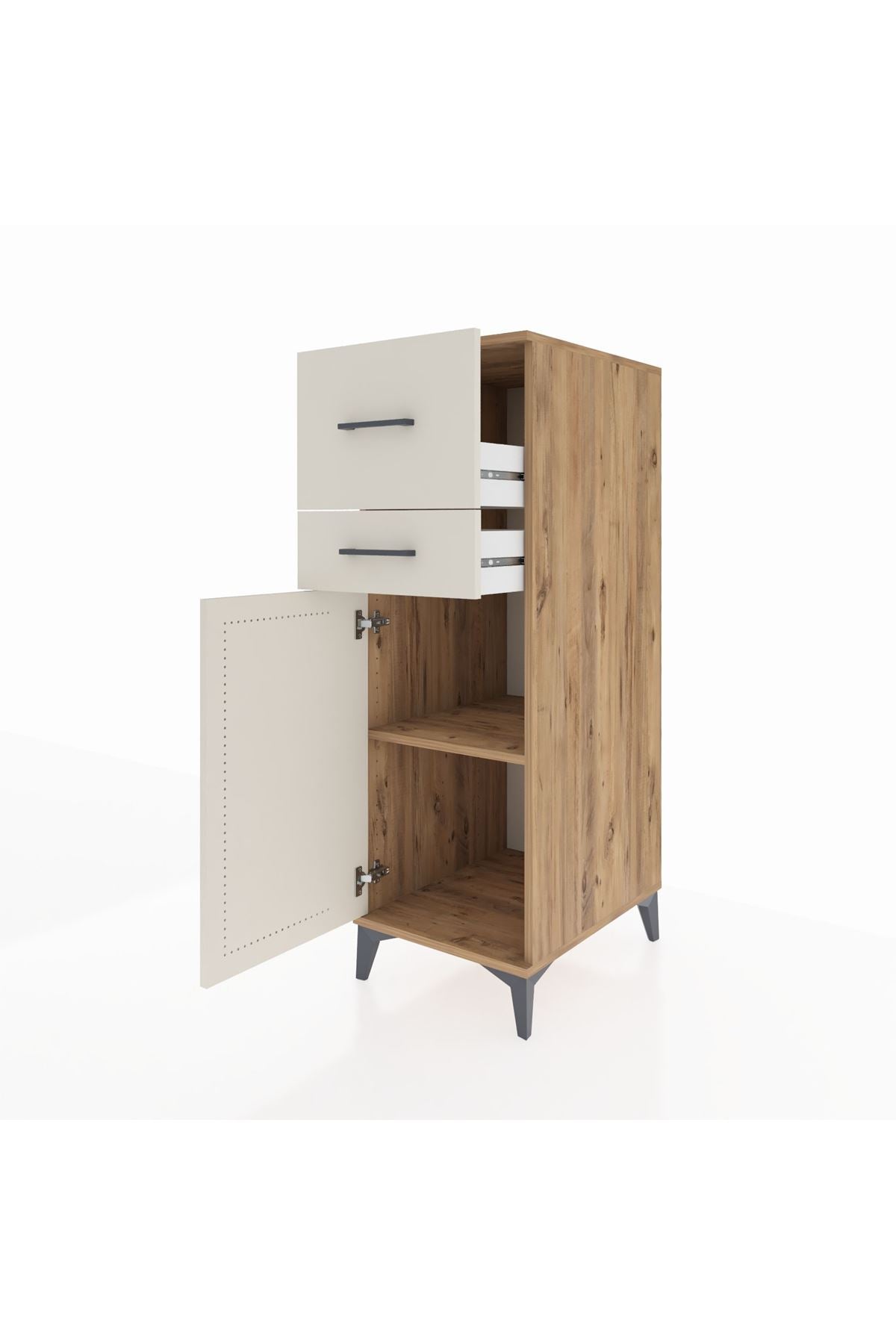 Kronos Dolap Tek Raflı 2 Çekmeceli Tek Kapaklı 44x59x134 - S82M022V7C