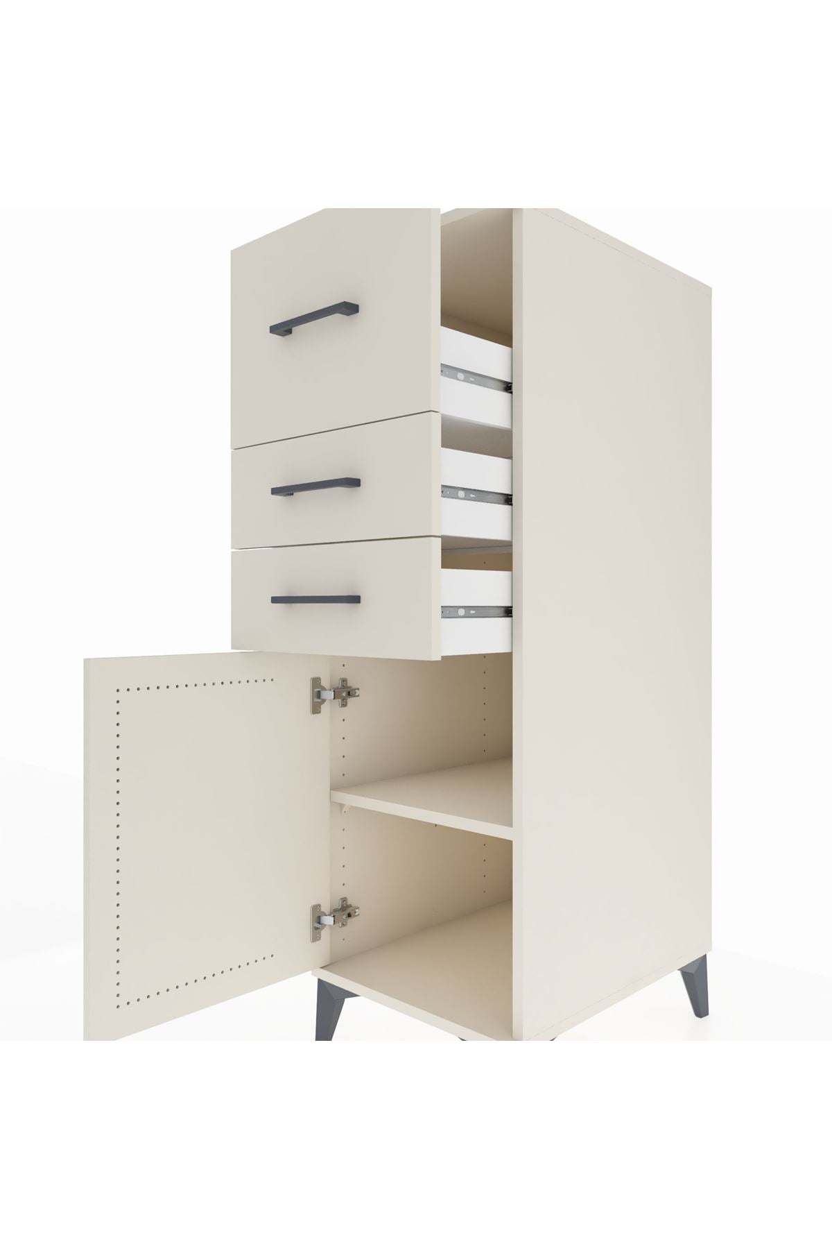 Kronos Dolap Tek Raflı 3 Çekmeceli Tek Kapaklı 44x59x134 - S82M023V1C