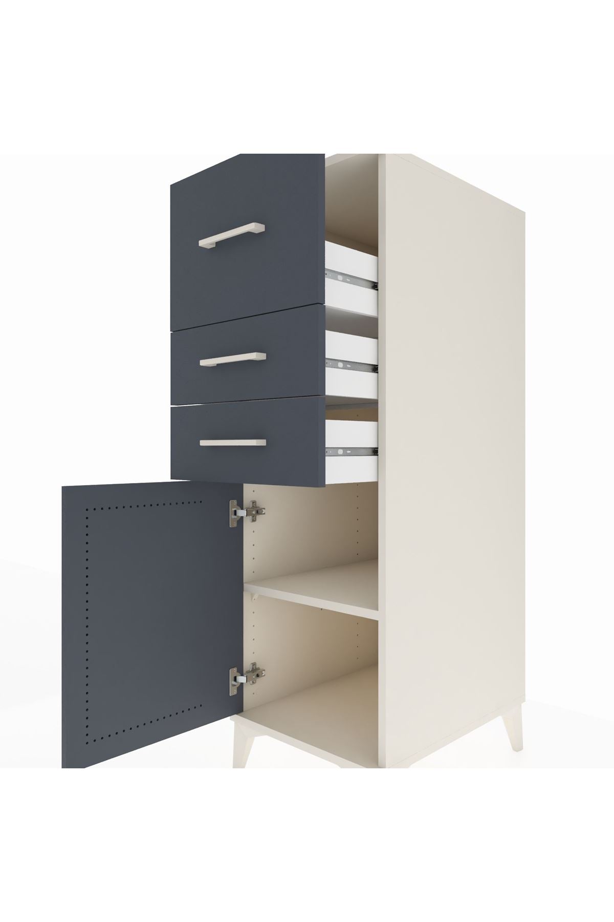 Kronos Dolap Tek Raflı 3 Çekmeceli Tek Kapaklı 44x59x134 - S82M023V2C