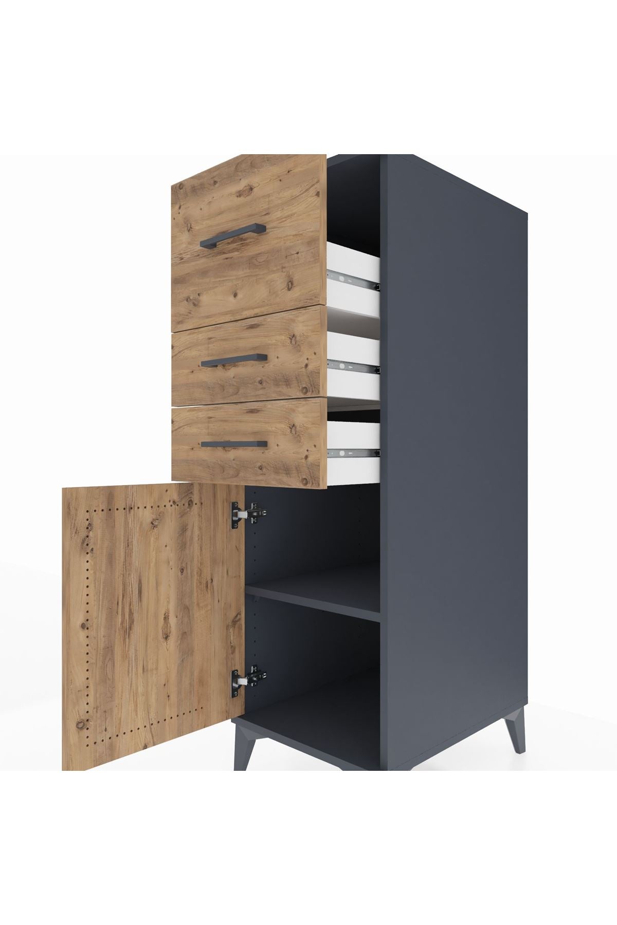 Kronos Dolap Tek Raflı 3 Çekmeceli Tek Kapaklı 44x59x134 - S82M023V6C
