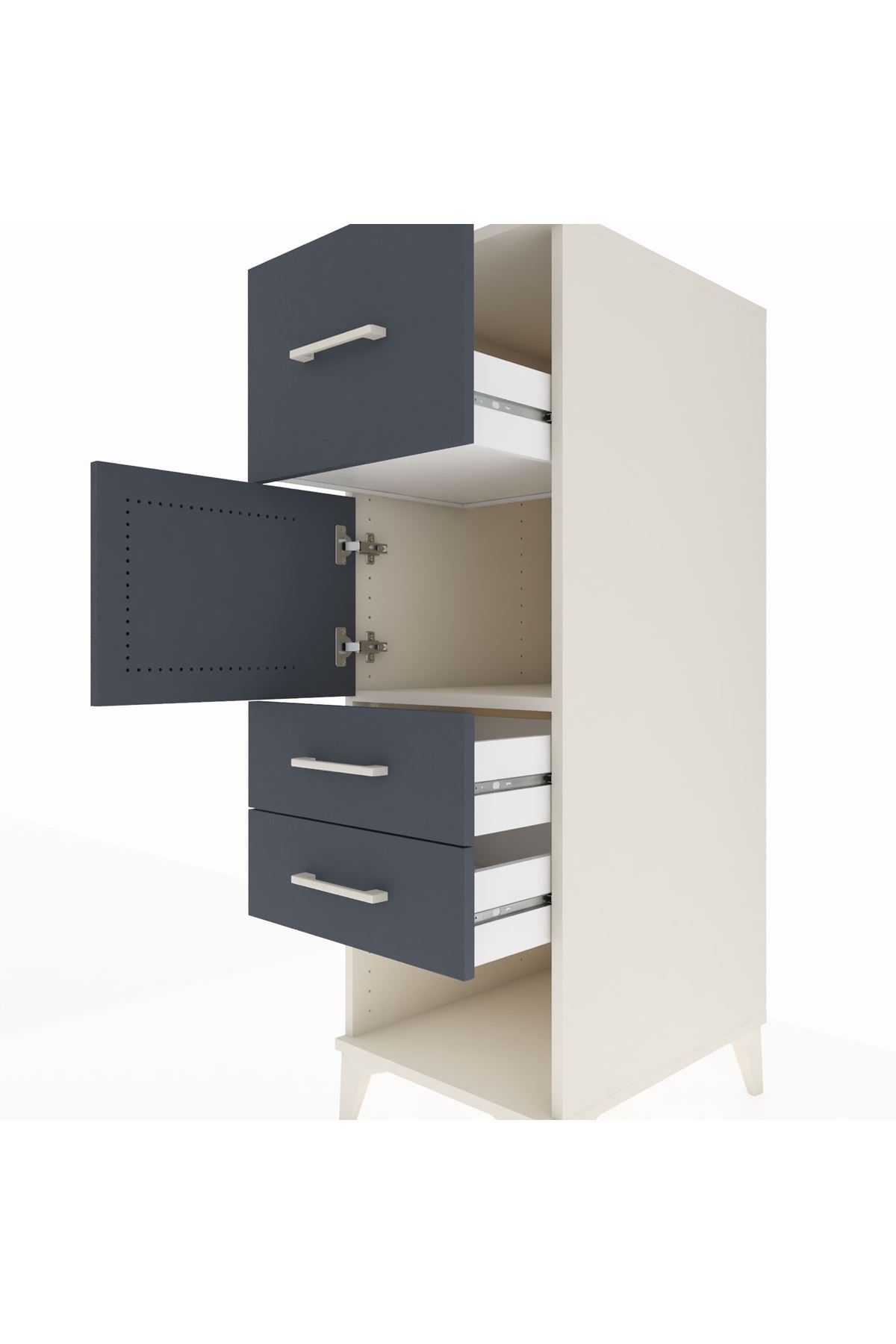 Kronos Dolap Tek Raflı 3 Çekmeceli Tek Kapaklı 44x59x134 - S82M024V2C