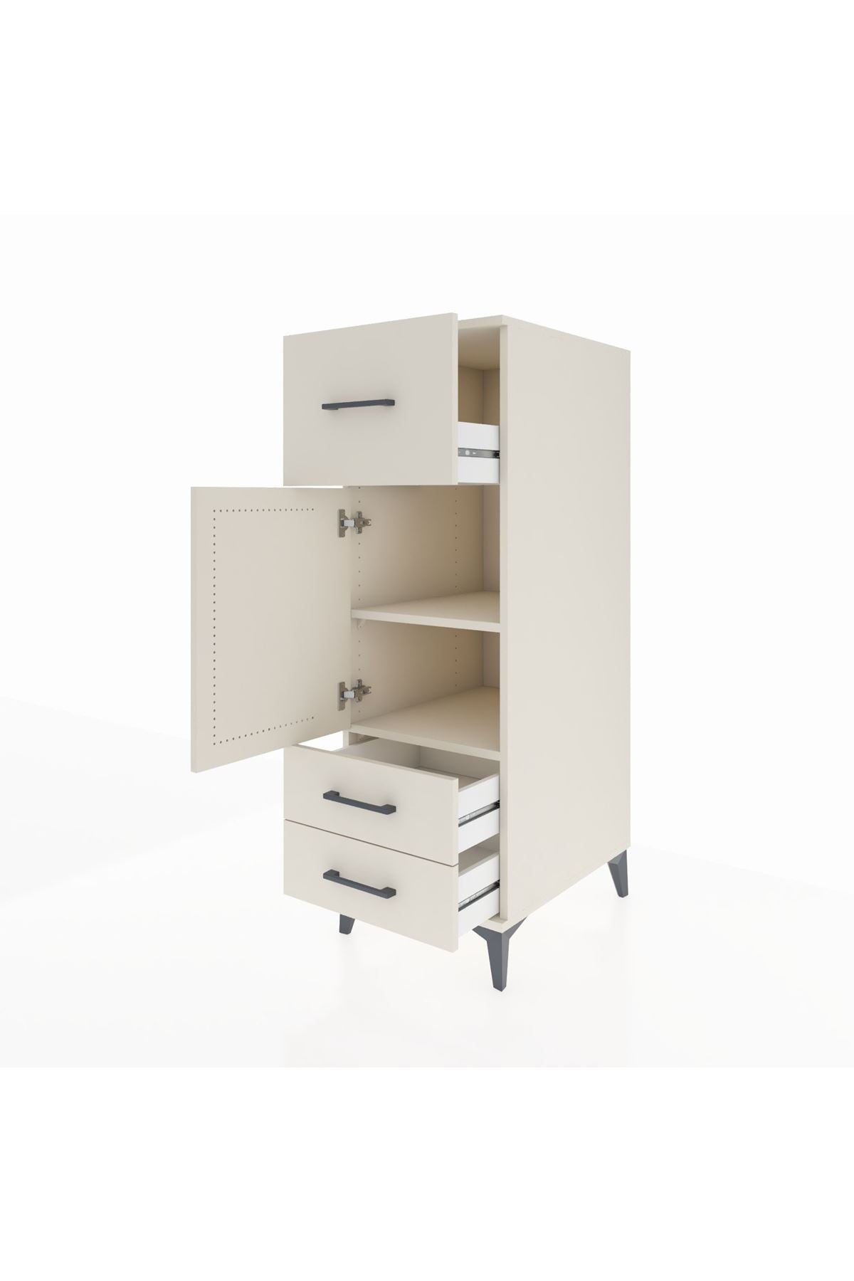 Kronos Dolap 2 Raflı 3 Çekmeceli Tek Kapaklı 44x59x134 - S82M025V1C