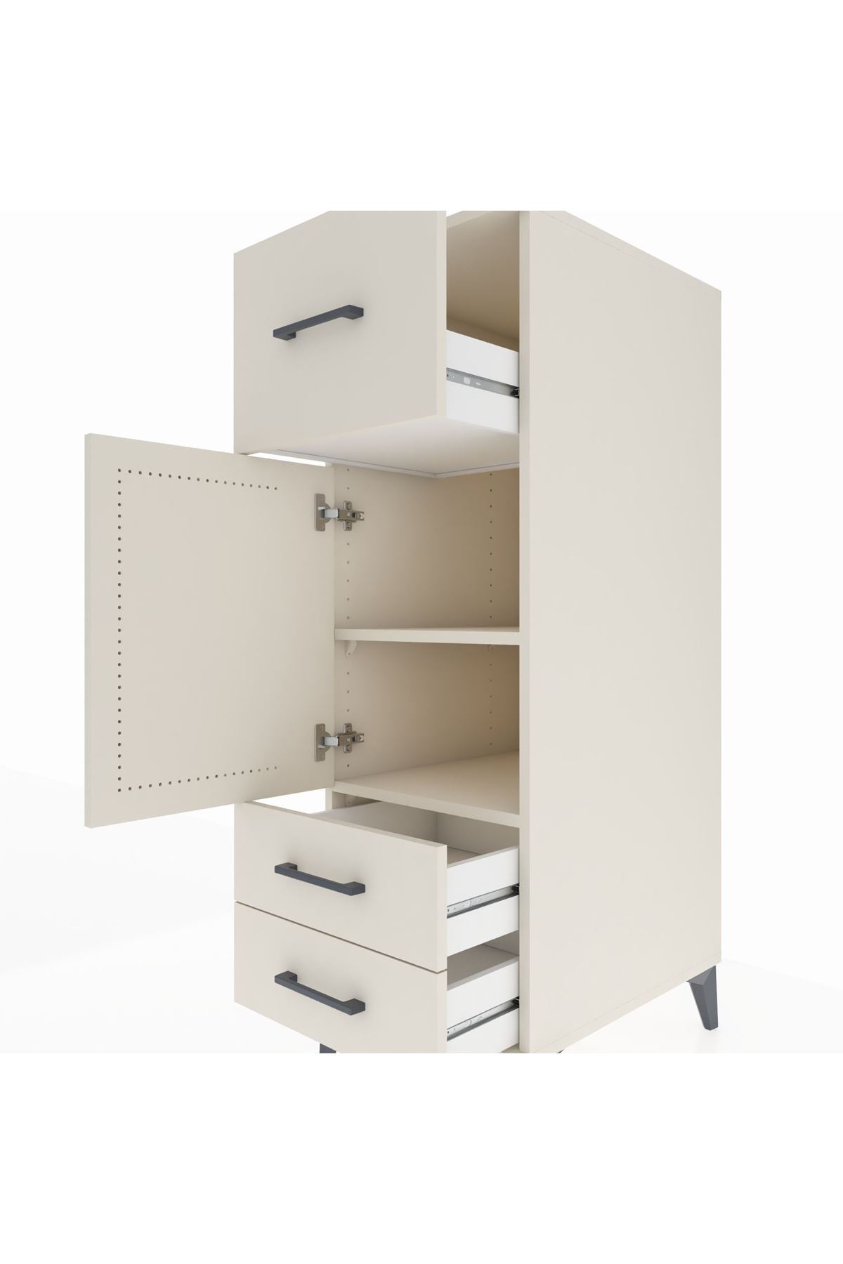 Kronos Dolap 2 Raflı 3 Çekmeceli Tek Kapaklı 44x59x134 - S82M025V1C