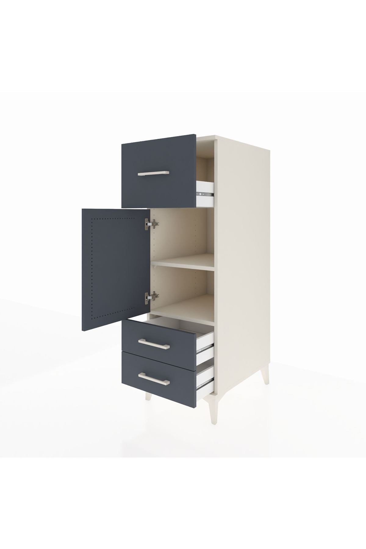 Kronos Dolap 2 Raflı 3 Çekmeceli Tek Kapaklı 44x59x134 - S82M025V2C