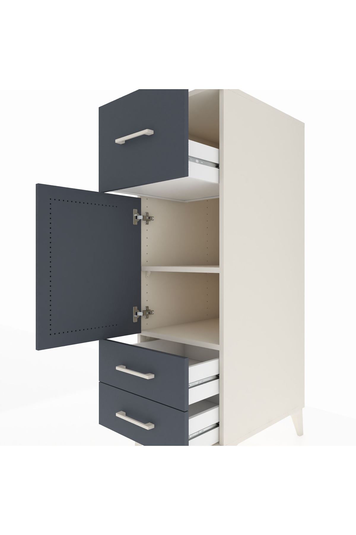 Kronos Dolap 2 Raflı 3 Çekmeceli Tek Kapaklı 44x59x134 - S82M025V2C