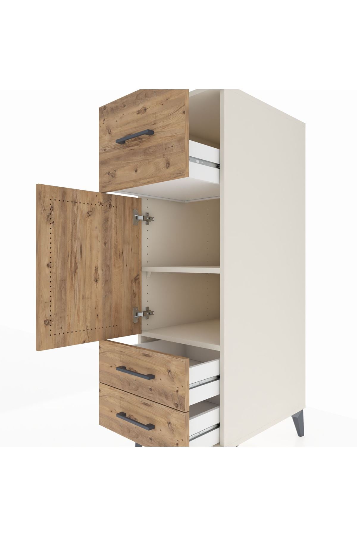 Kronos Dolap 2 Raflı 3 Çekmeceli Tek Kapaklı 44x59x134 - S82M025V3C