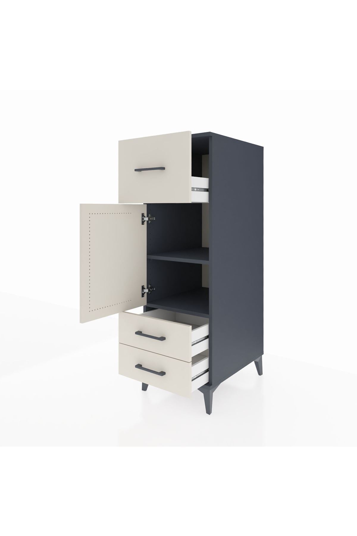 Kronos Dolap 2 Raflı 3 Çekmeceli Tek Kapaklı 44x59x134 - S82M025V4C