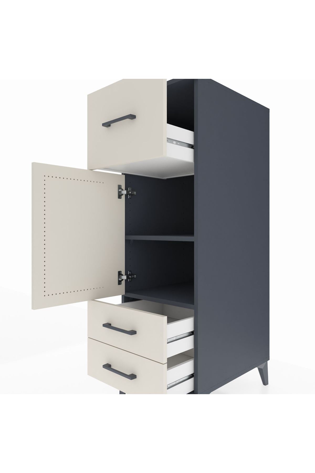 Kronos Dolap 2 Raflı 3 Çekmeceli Tek Kapaklı 44x59x134 - S82M025V4C