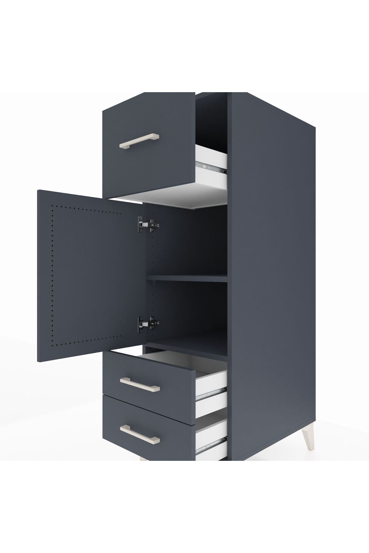 Kronos Dolap 2 Raflı 3 Çekmeceli Tek Kapaklı 44x59x134 - S82M025V5C