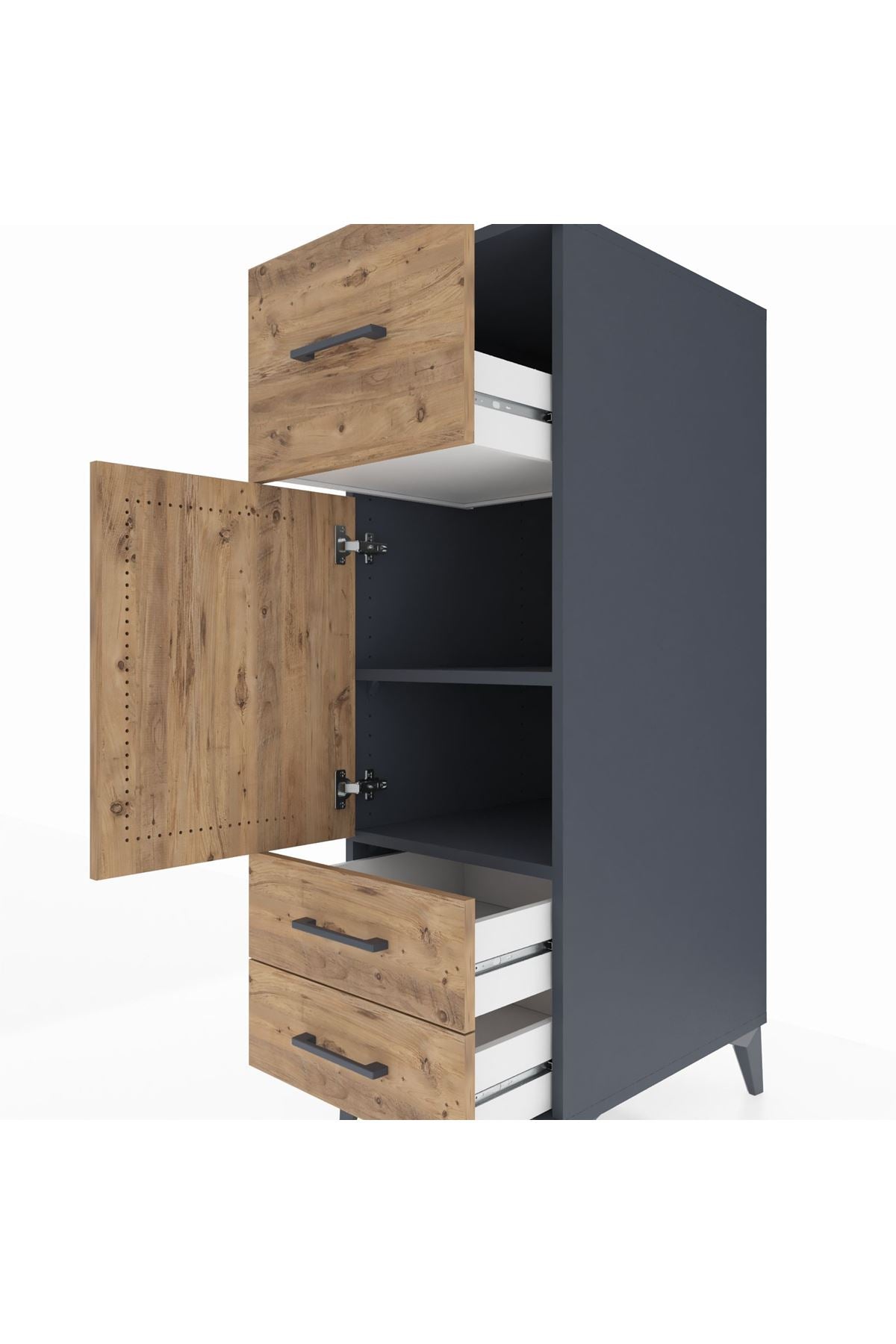 Kronos Dolap 2 Raflı 3 Çekmeceli Tek Kapaklı 44x59x134 - S82M025V6C