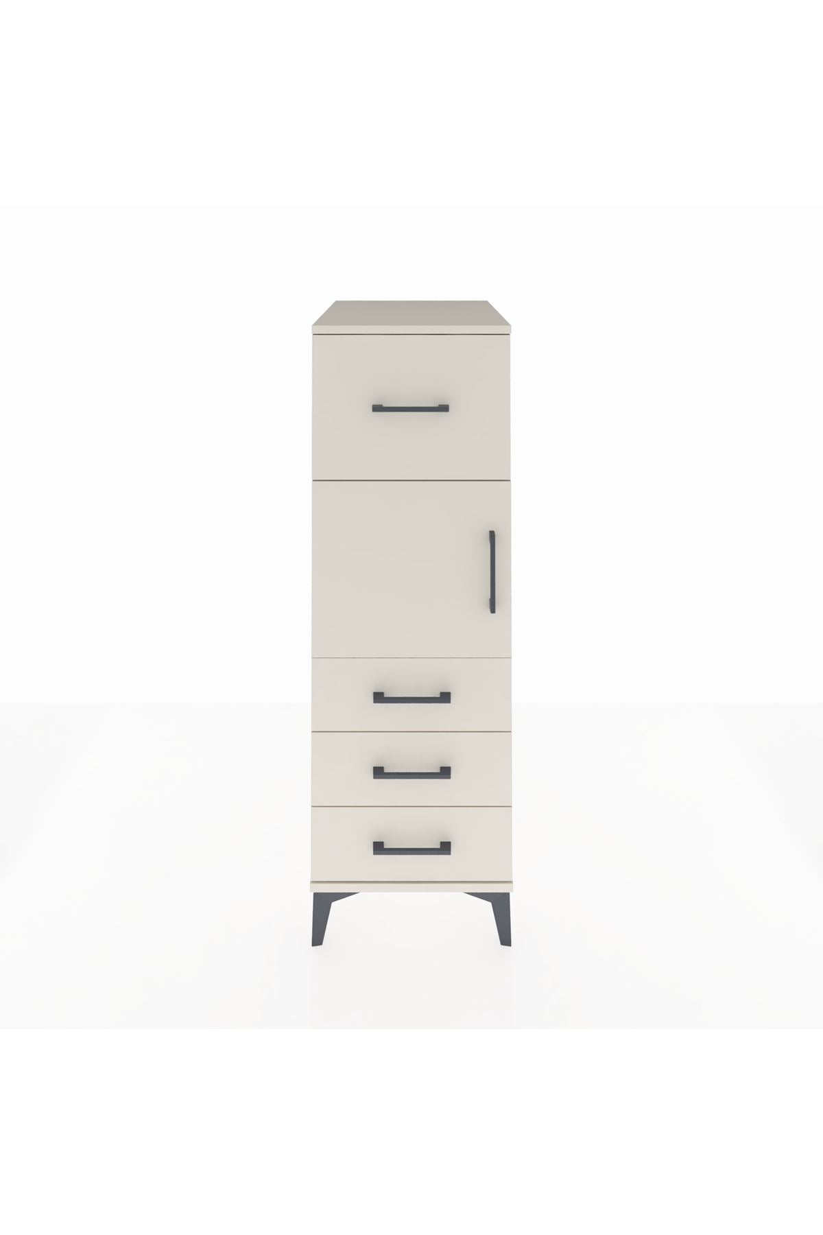 Kronos Dolap Tek Raflı 4 Çekmeceli Tek Kapaklı 44x59x134 - S82M027V1C