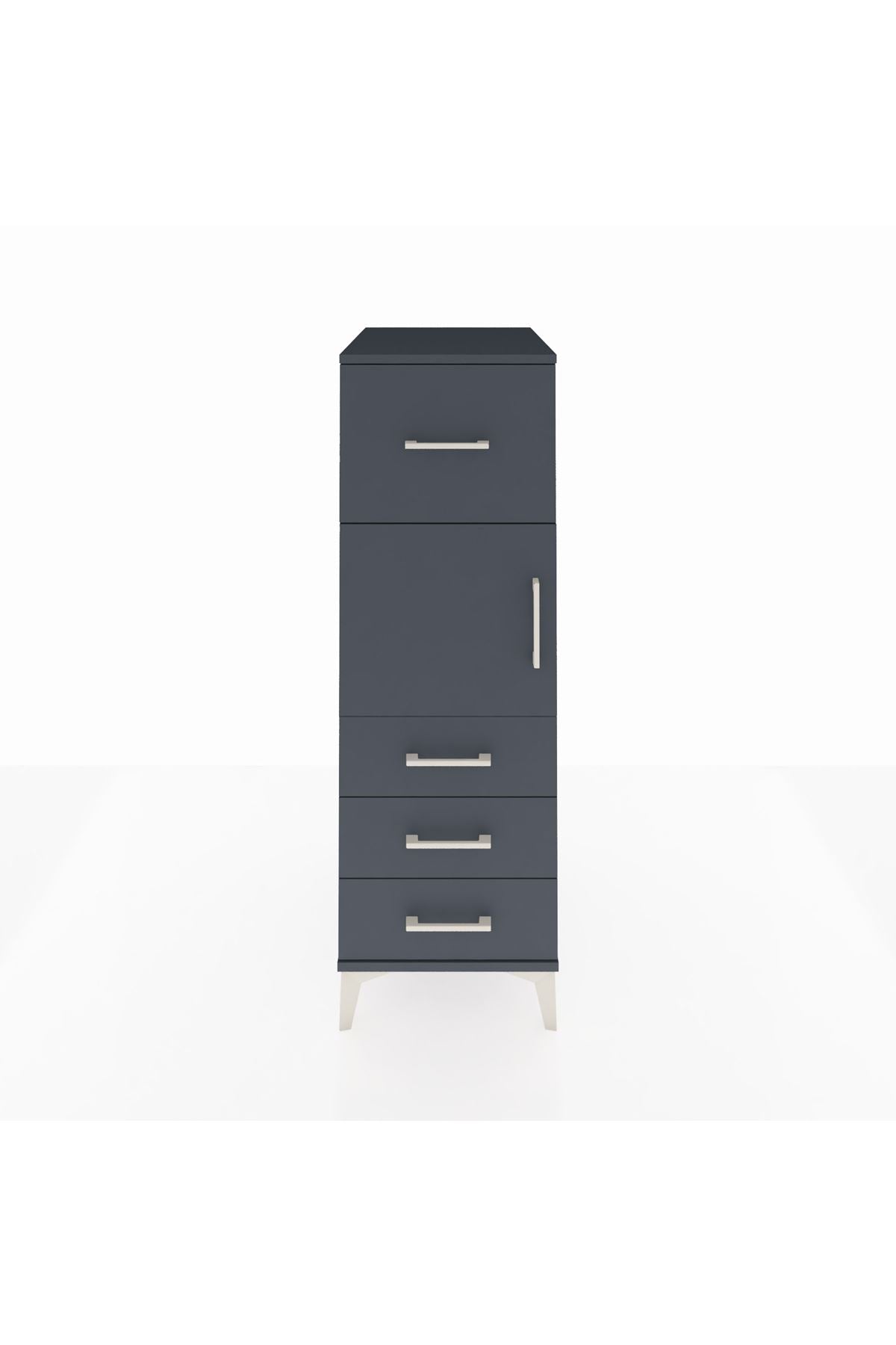 Kronos Dolap Tek Raflı 4 Çekmeceli Tek Kapaklı 44x59x134 - S82M027V5C