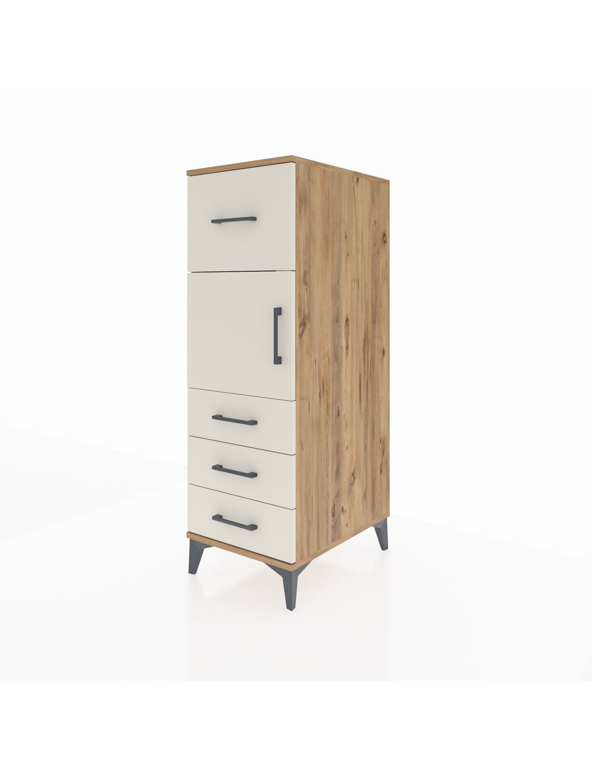 Kronos Dolap Tek Raflı 4 Çekmeceli Tek Kapaklı 44x59x134 - S82M027V7C